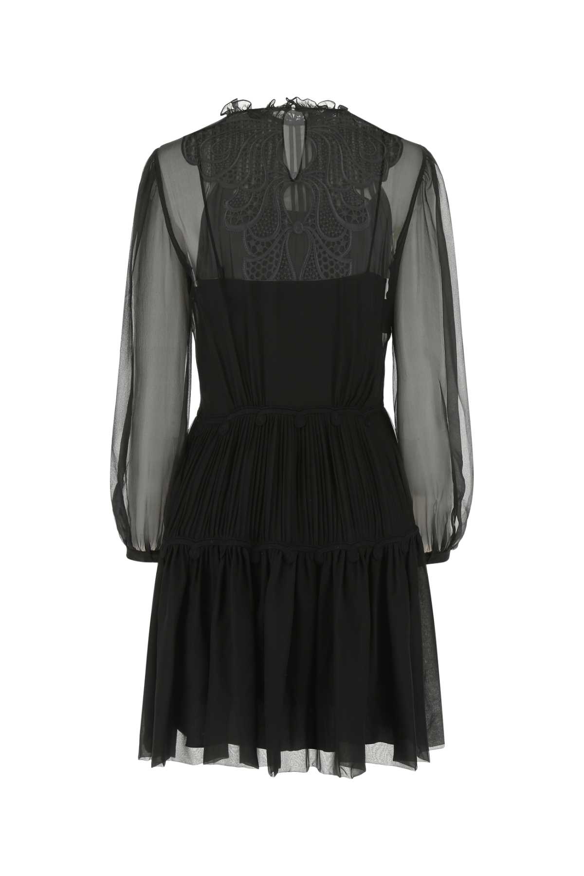 Shop Alberta Ferretti Black Chiffon Mini Dress In V0555