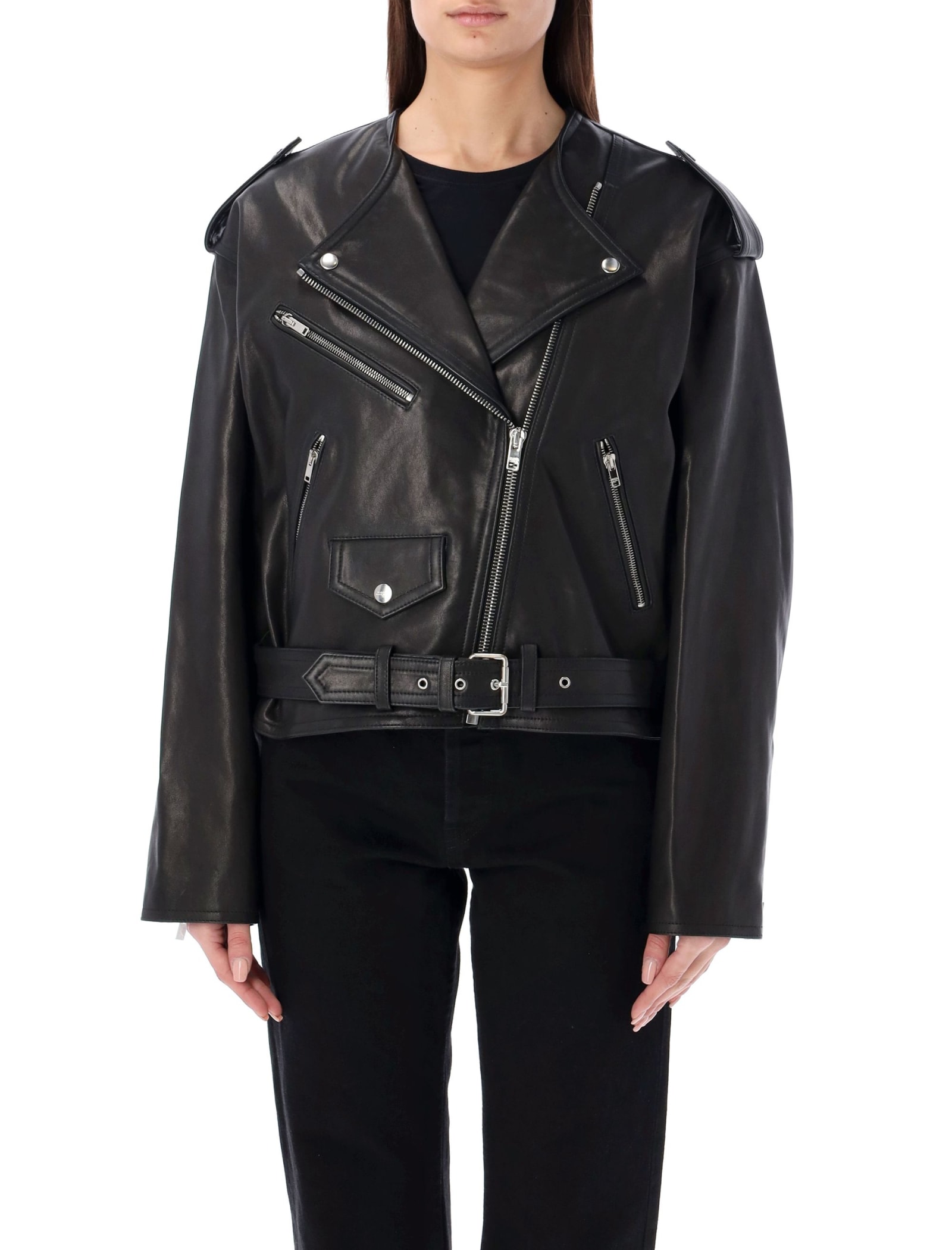 Shop Isabel Marant Audric Leather Jacket In Black