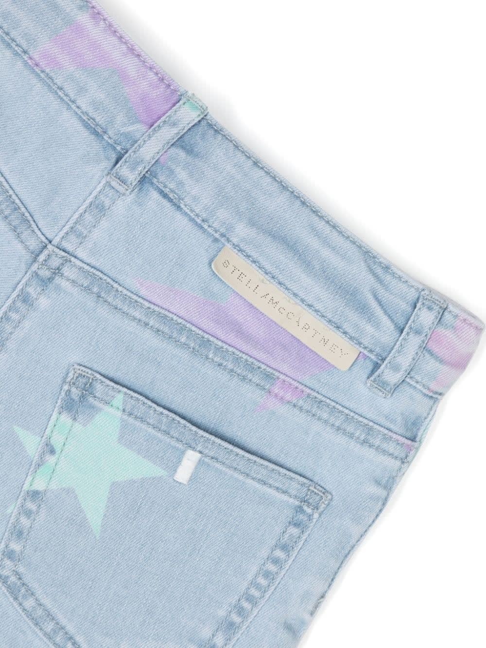 Shop Stella Mccartney Blue Denim Shorts With Star Print