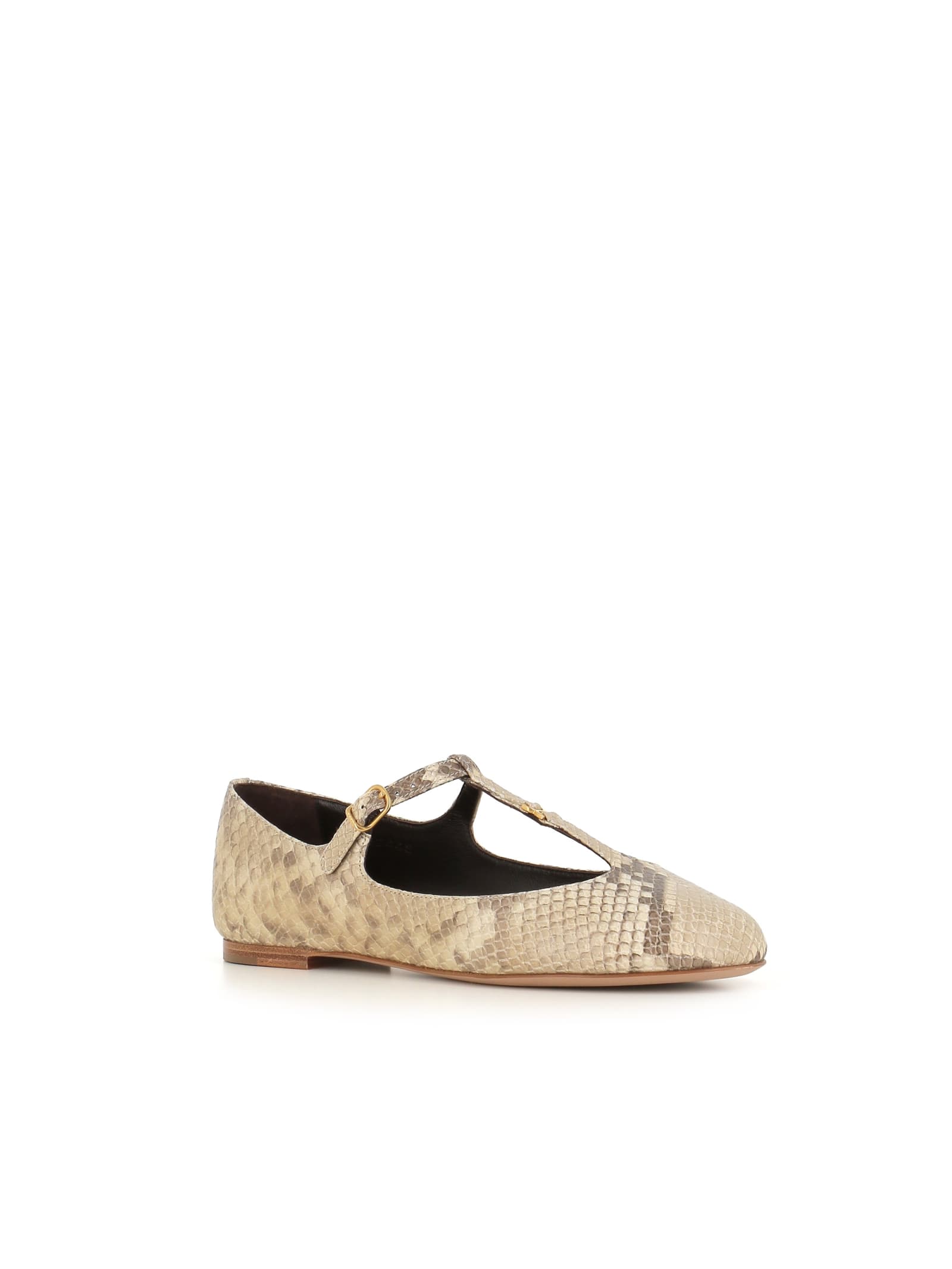 Shop Chloé Ballerina Marcie In Pitone Beige