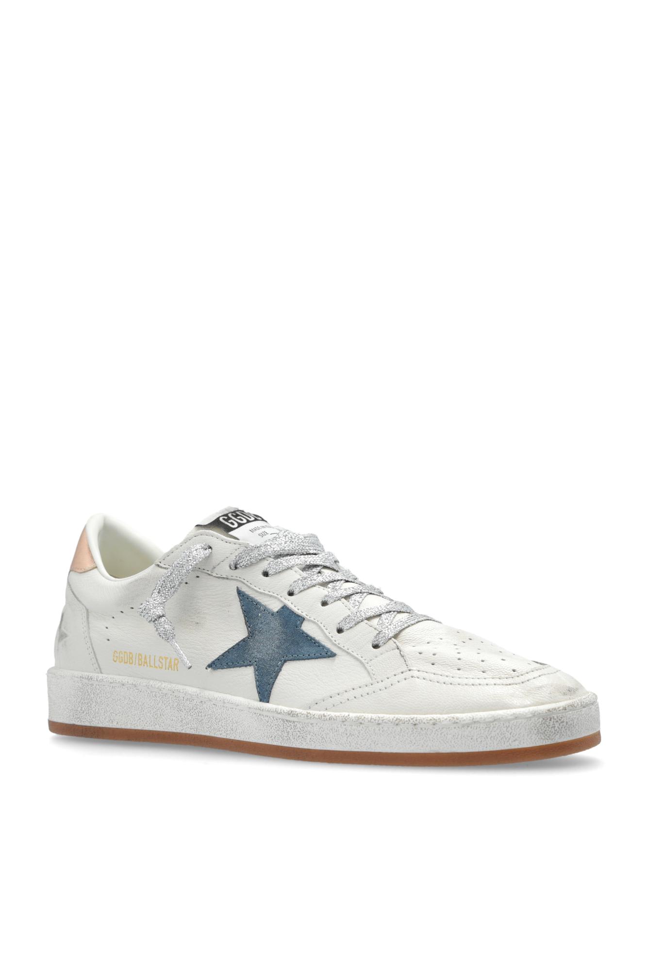 Shop Golden Goose Ball Star Sneakers In White/smoke Blue/peach