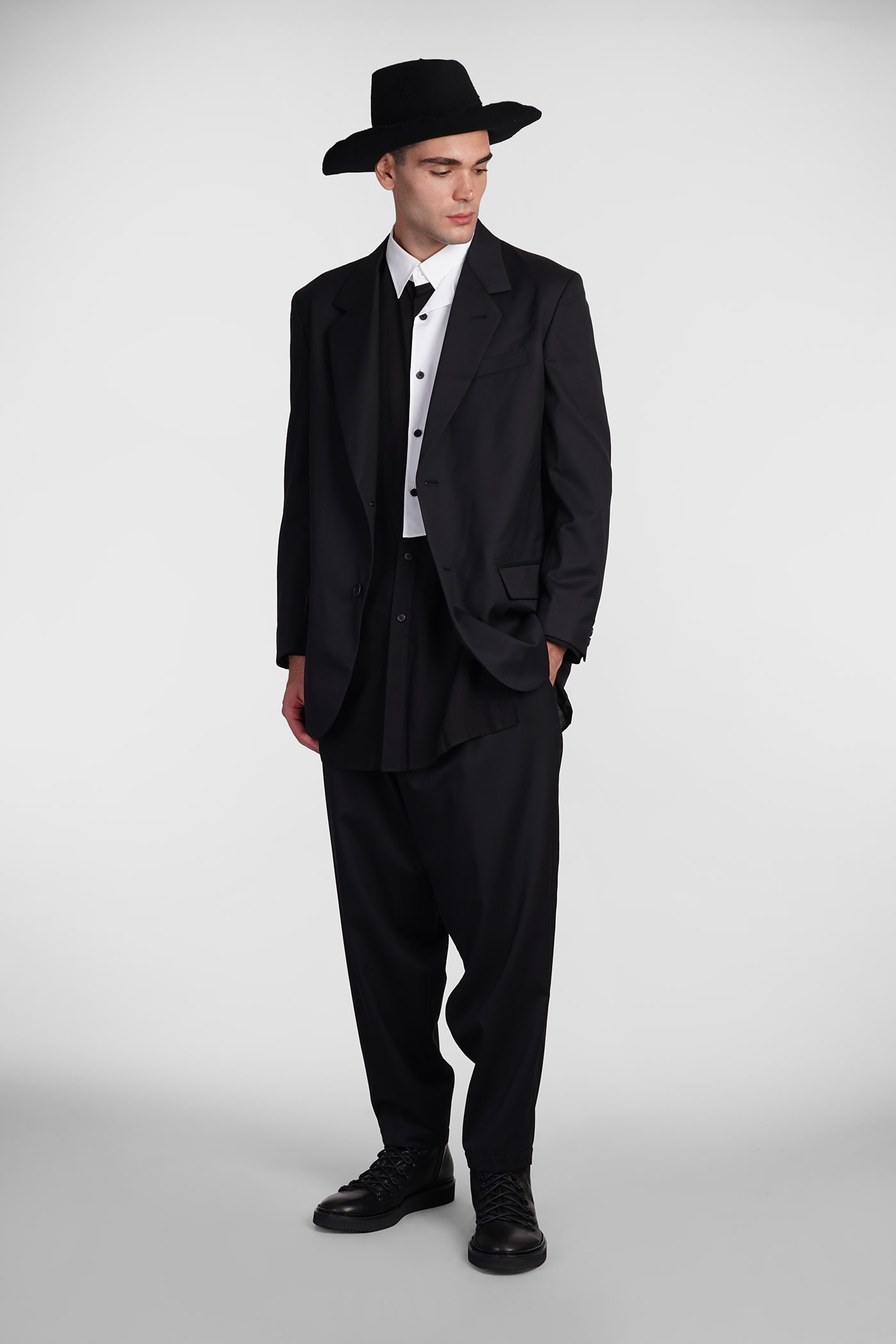 Shop Yohji Yamamoto Blazer In Black Wool