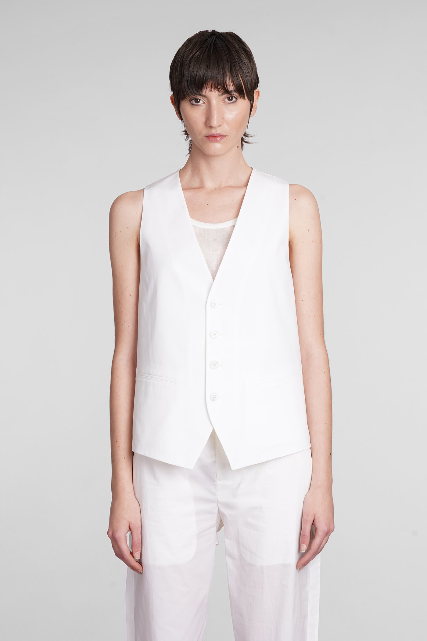 Vest In White Cotton