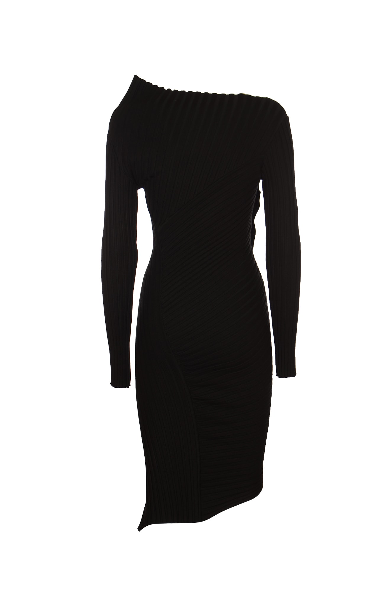 Shop Philosophy Di Lorenzo Serafini Ribbed Draped Dress In Black
