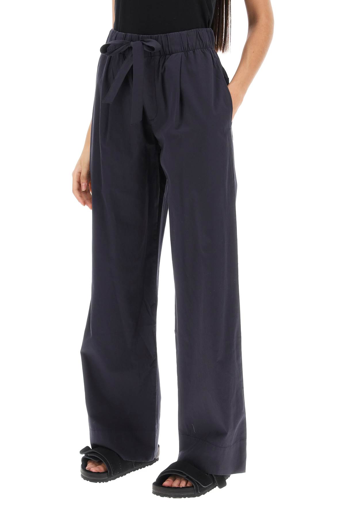 Shop Birkenstock Pajama Pants In Organic Poplin In Slate (blue)