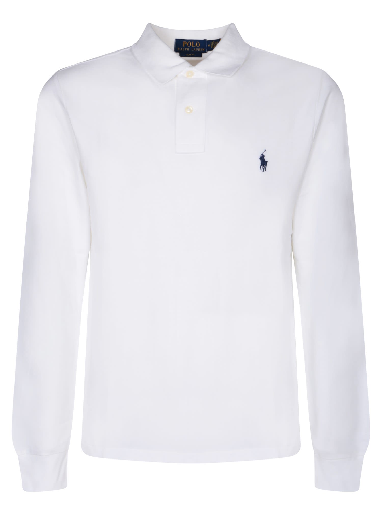 Shop Polo Ralph Lauren White Slim Fit Long Sleeve Polo Shirt