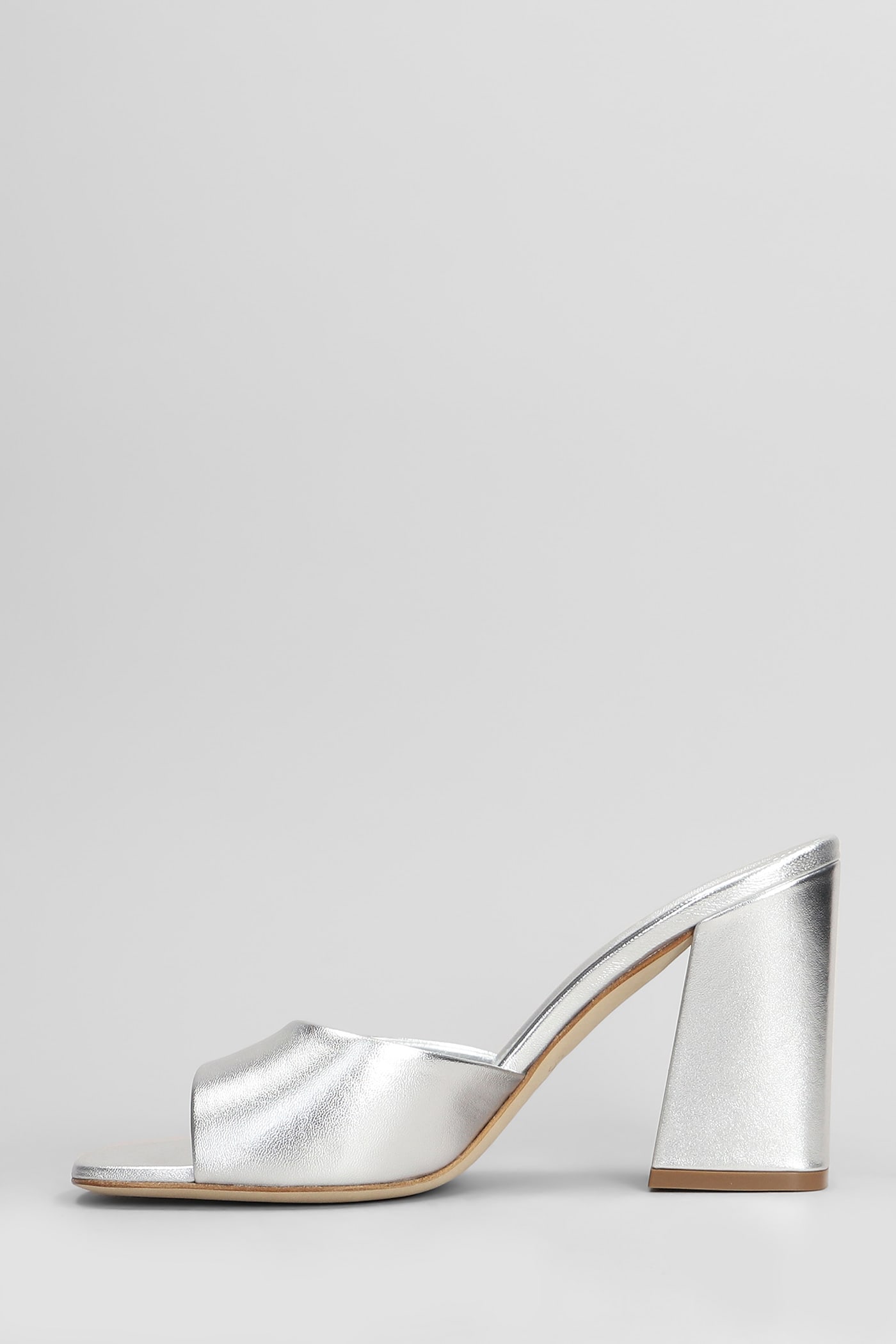 3juin Sasha 090 Slipper-mule In Silver Leather In Silver