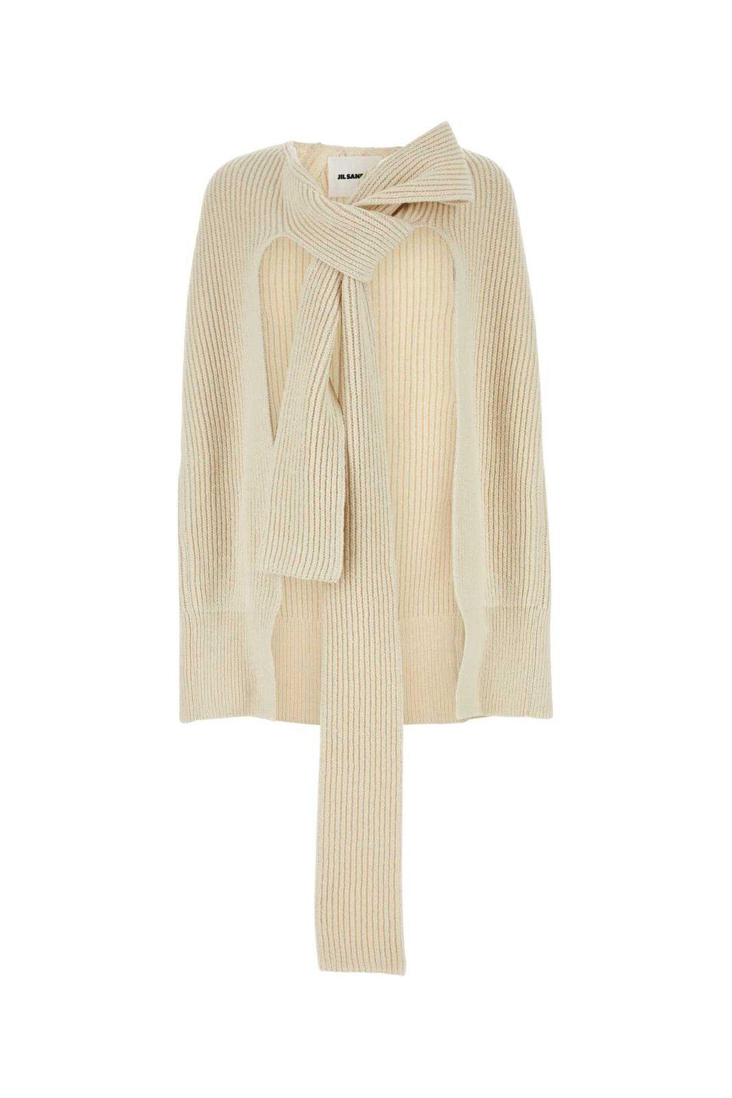 Tie-fastening Sleeveless Knitted Cape