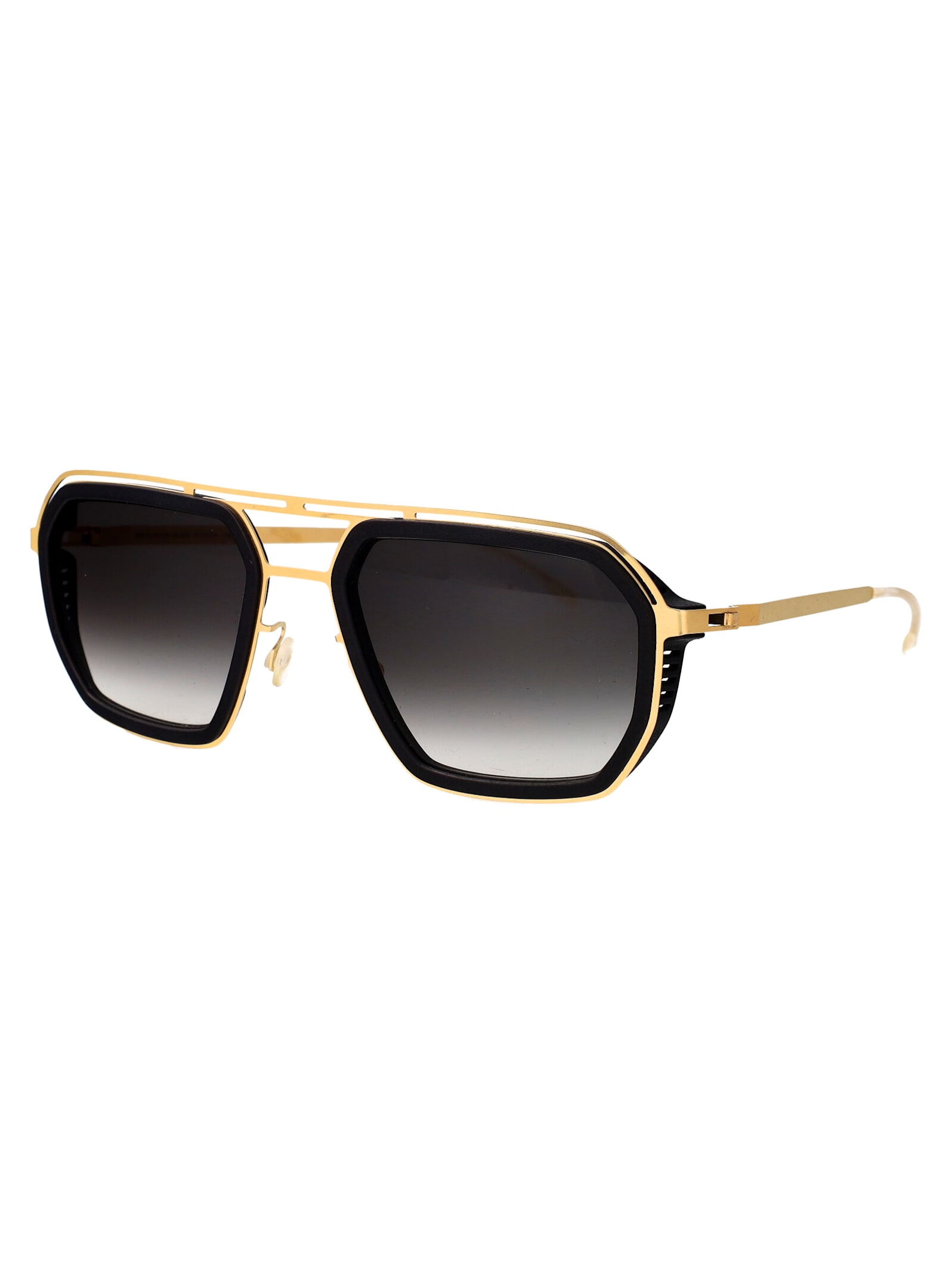 Shop Mykita Mojave Sunglasses In Mh7-pitch Black/glossy Gold