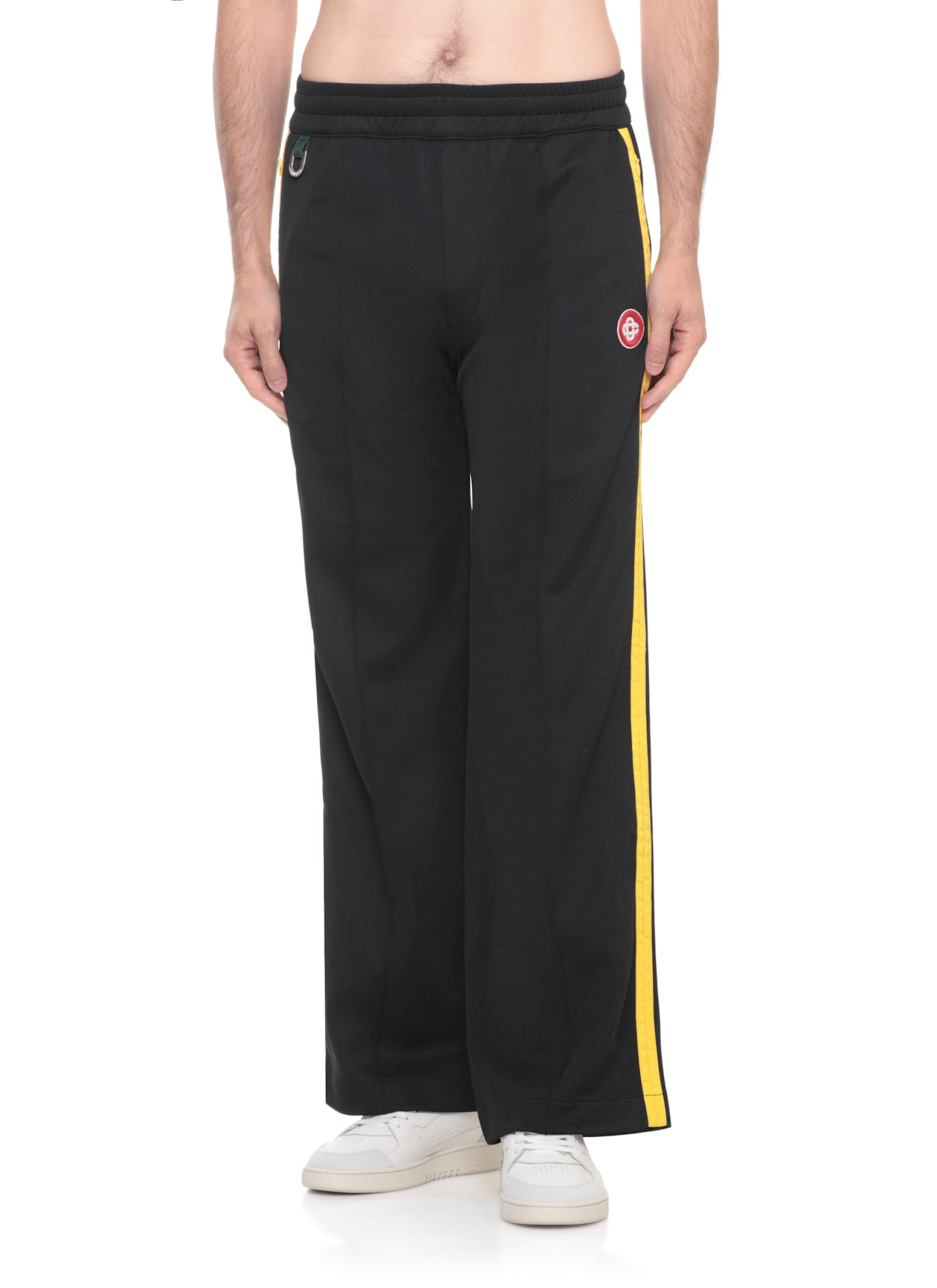 Casablanca Wide Leg Trousers Featuring Metallic Front In Black