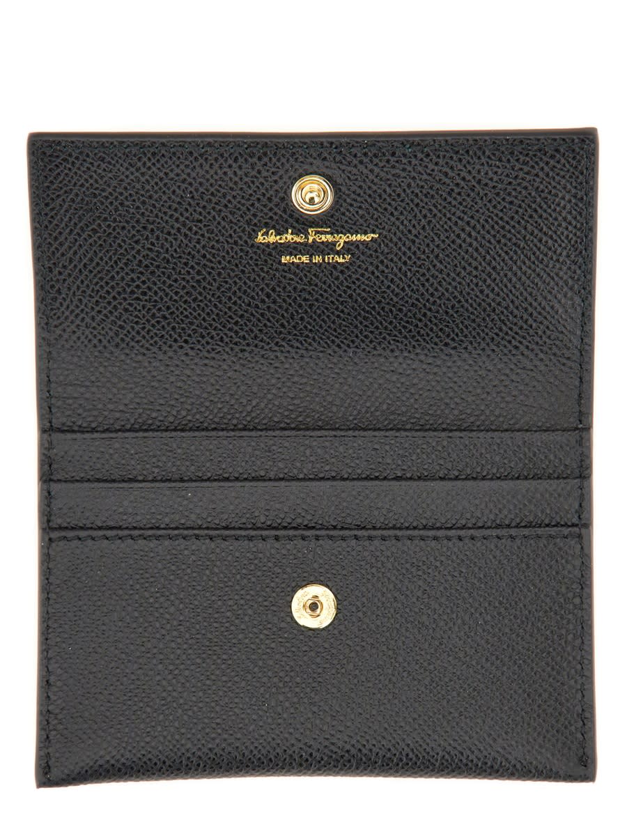 Shop Ferragamo Leather Card Holder In Black