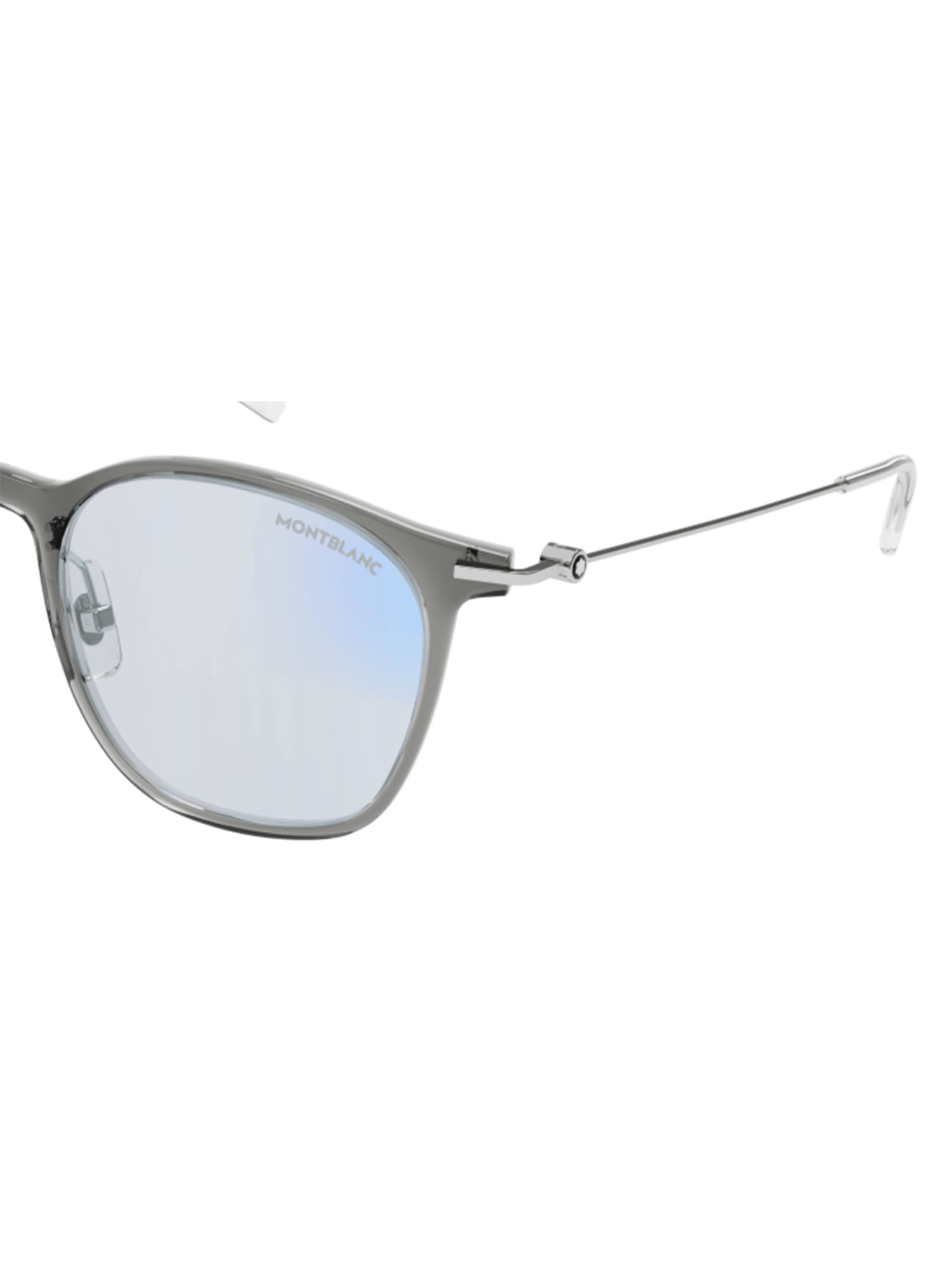 Shop Montblanc Mb0098s Sunglasses In Grey Silver Light Blu