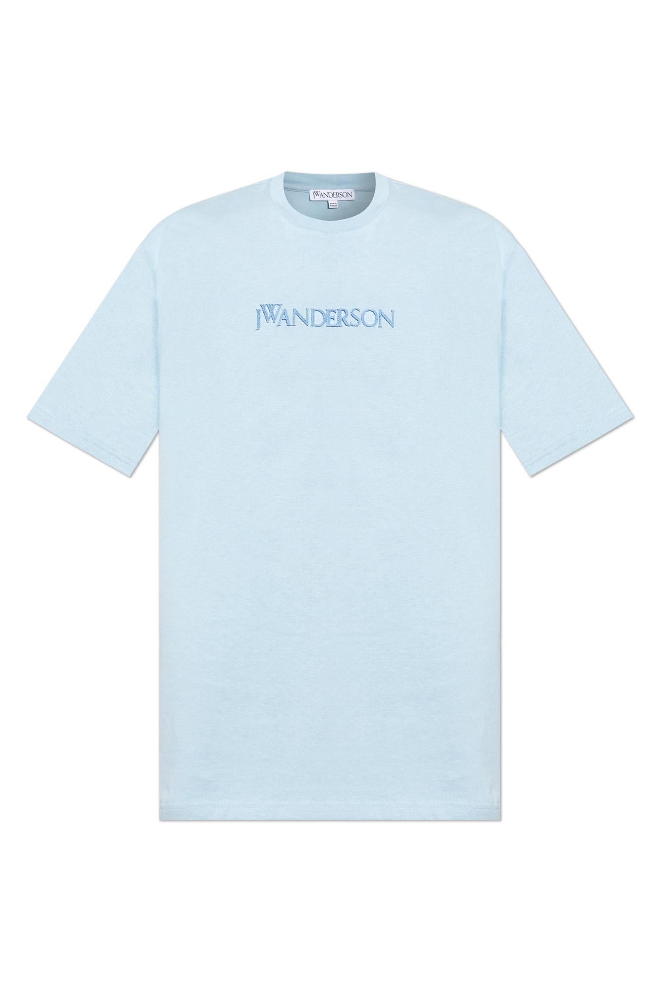 Jw Anderson Embroidered Logo T-shirt In Pale Blue