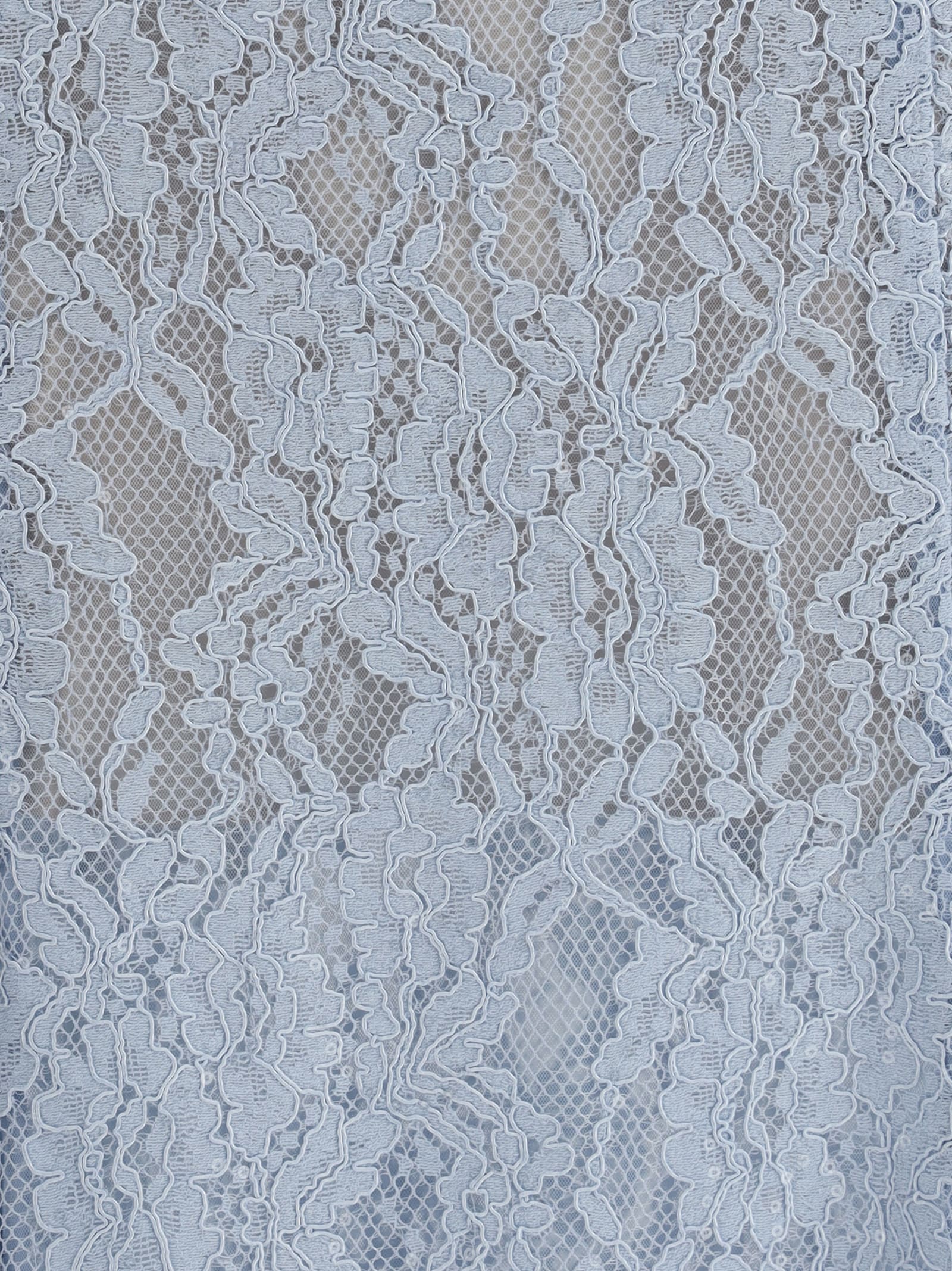 Self-portrait Light Blue Lace-effect Skirt With Slip In Blue