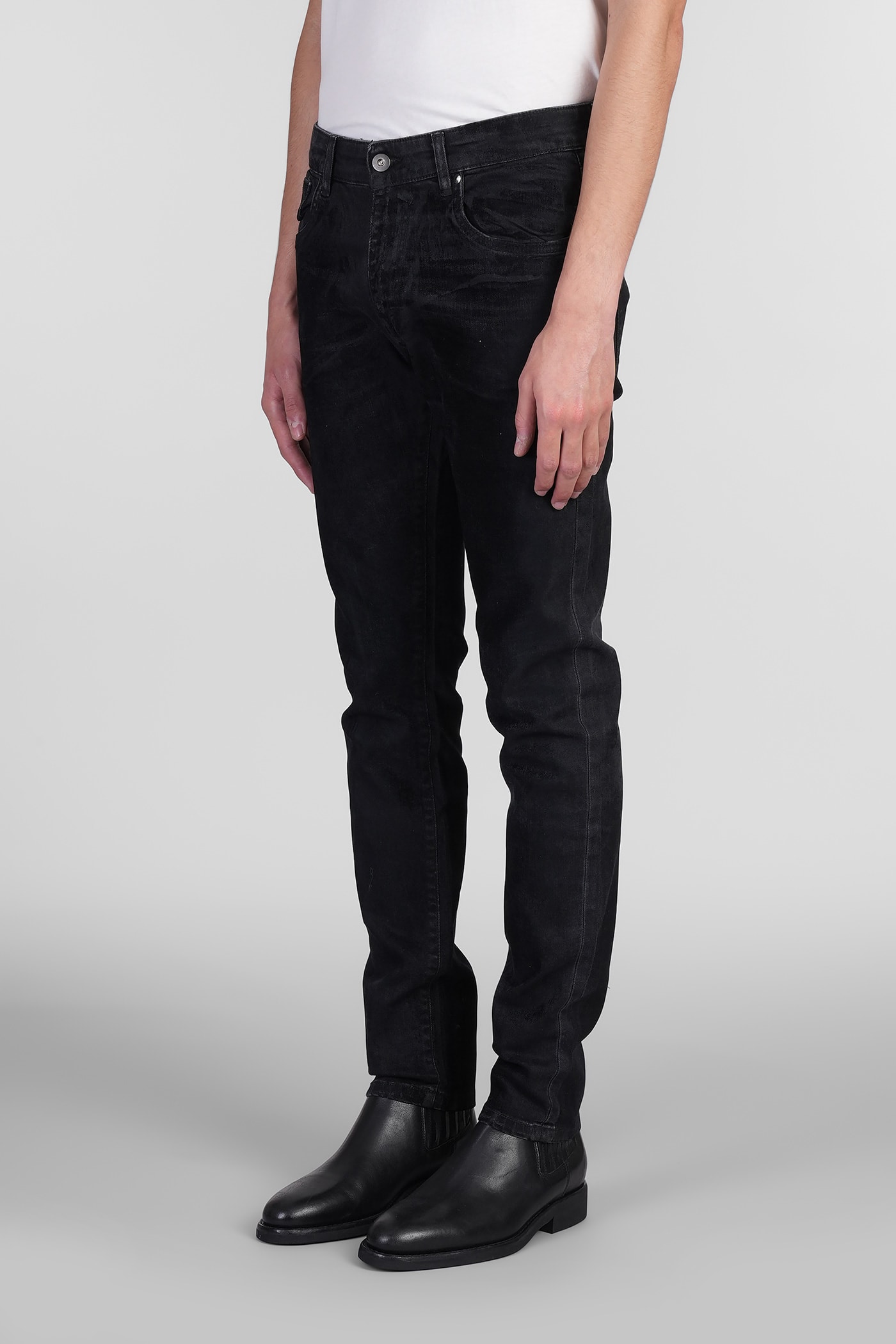 Salvatore Santoro Jeans In Black Denim In Black