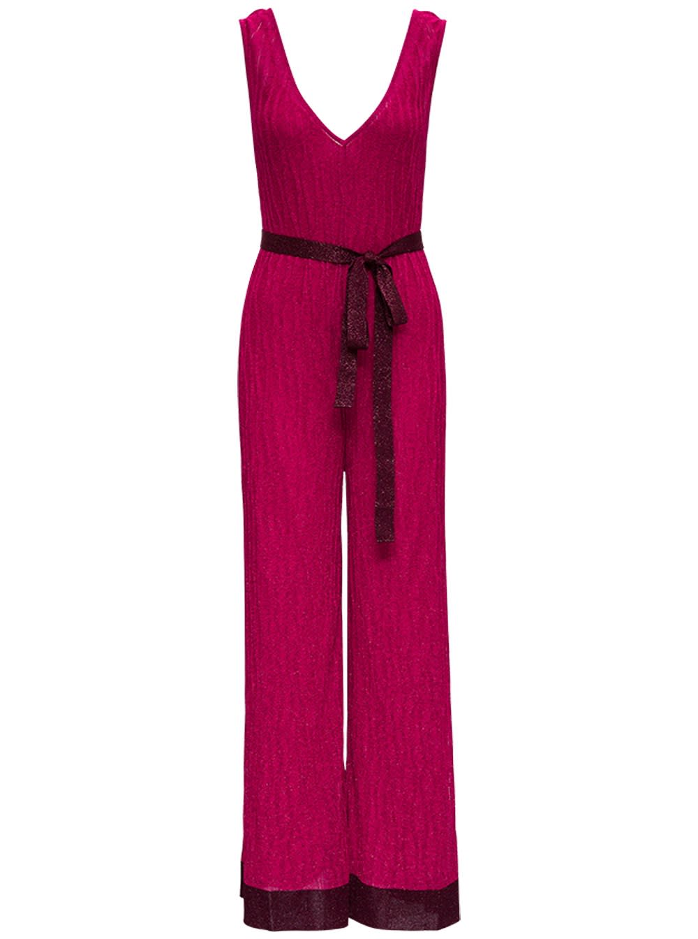 M Missoni Pink Jumpsuit In Rayon Blend With Belt