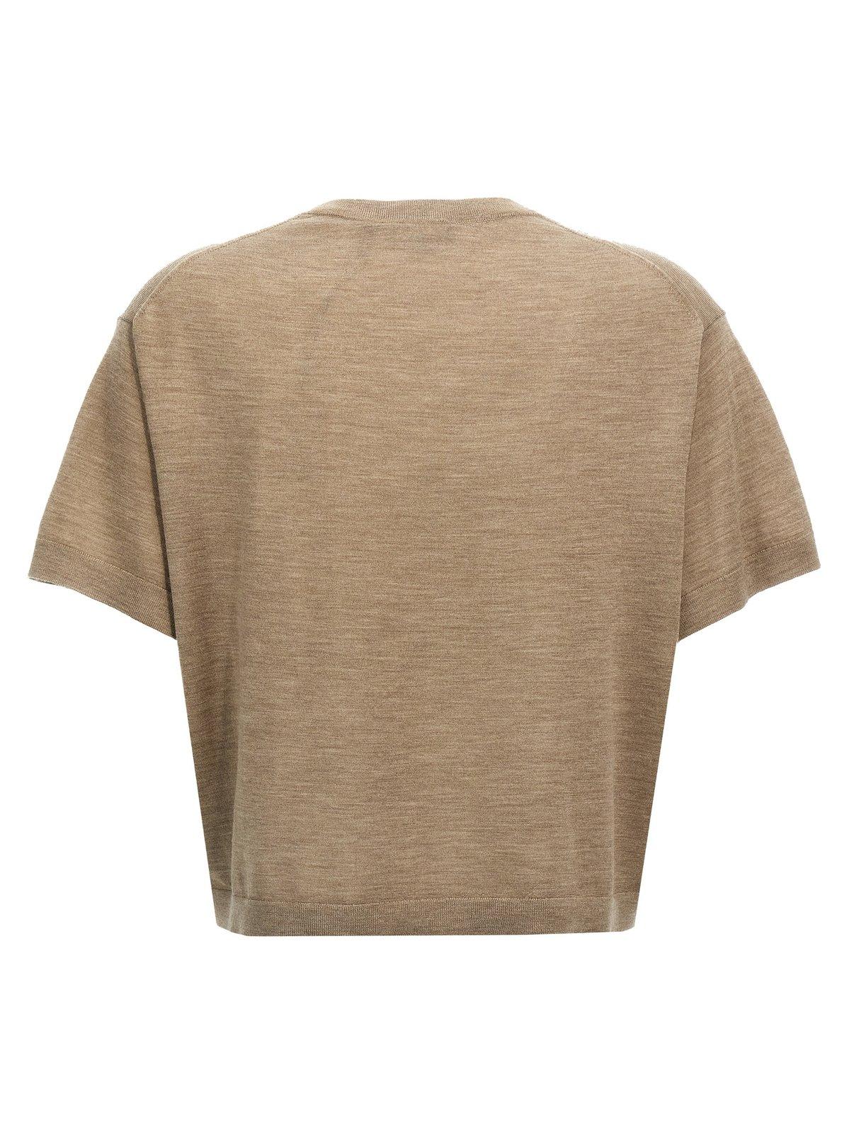 Shop Theory Cropped Knitted T-shirt In Brown