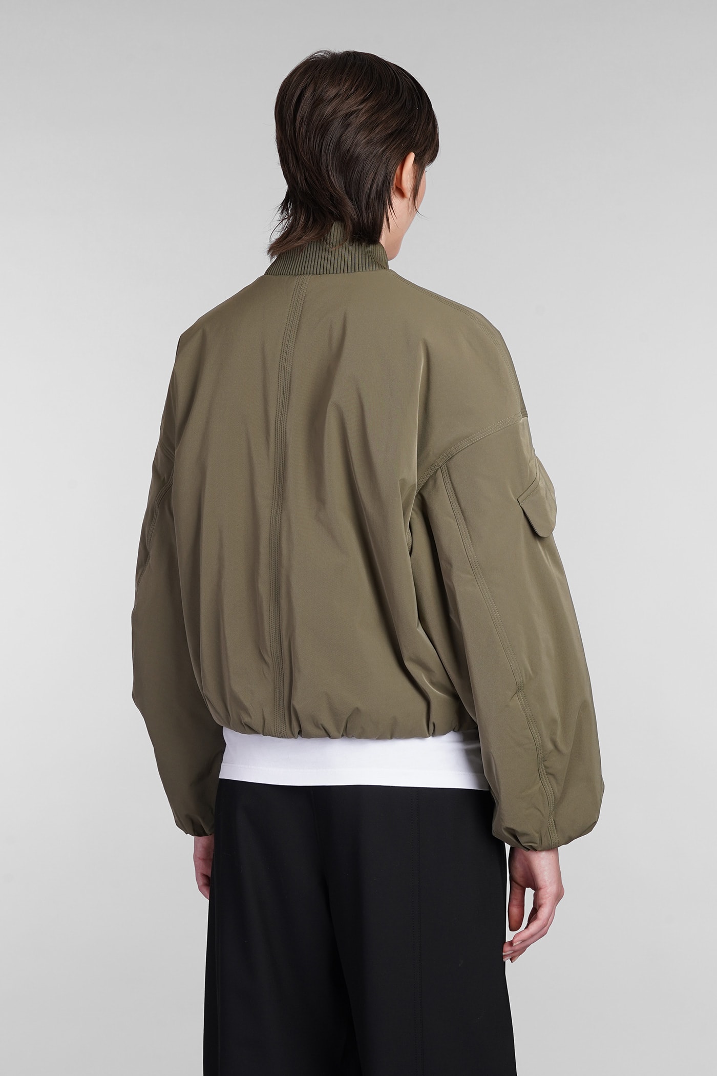 Shop Ganni Bomber In Green Polyester