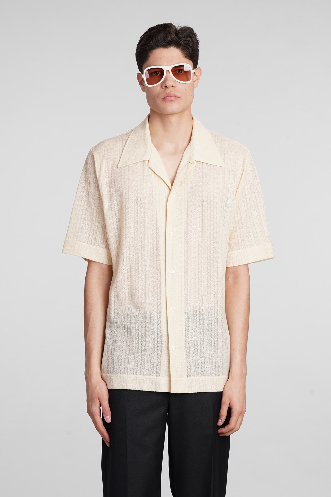 Shop Séfr Shirt In Beige Cotton