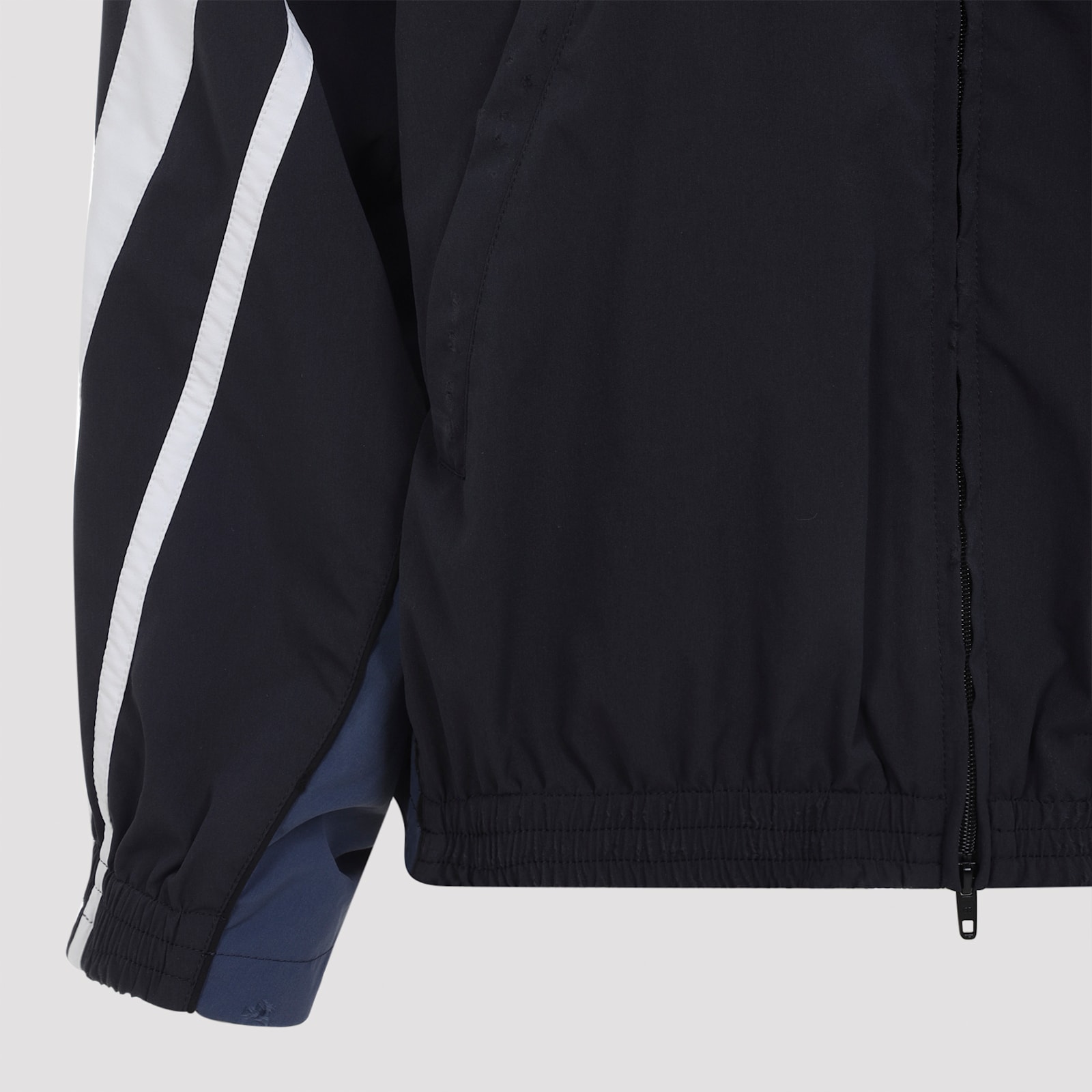 Balenciaga Color Block Design Jacket With Elastic Cuffs In Black