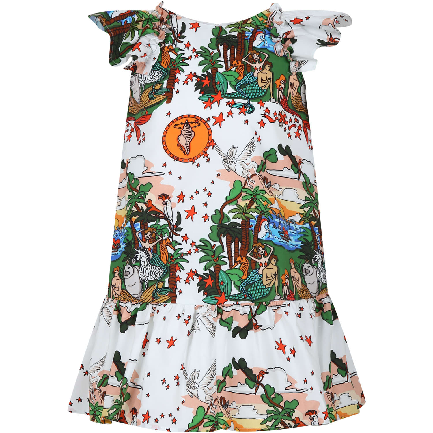 Alessandro Enriquez Kids' White Dress For Girl With Pop Print