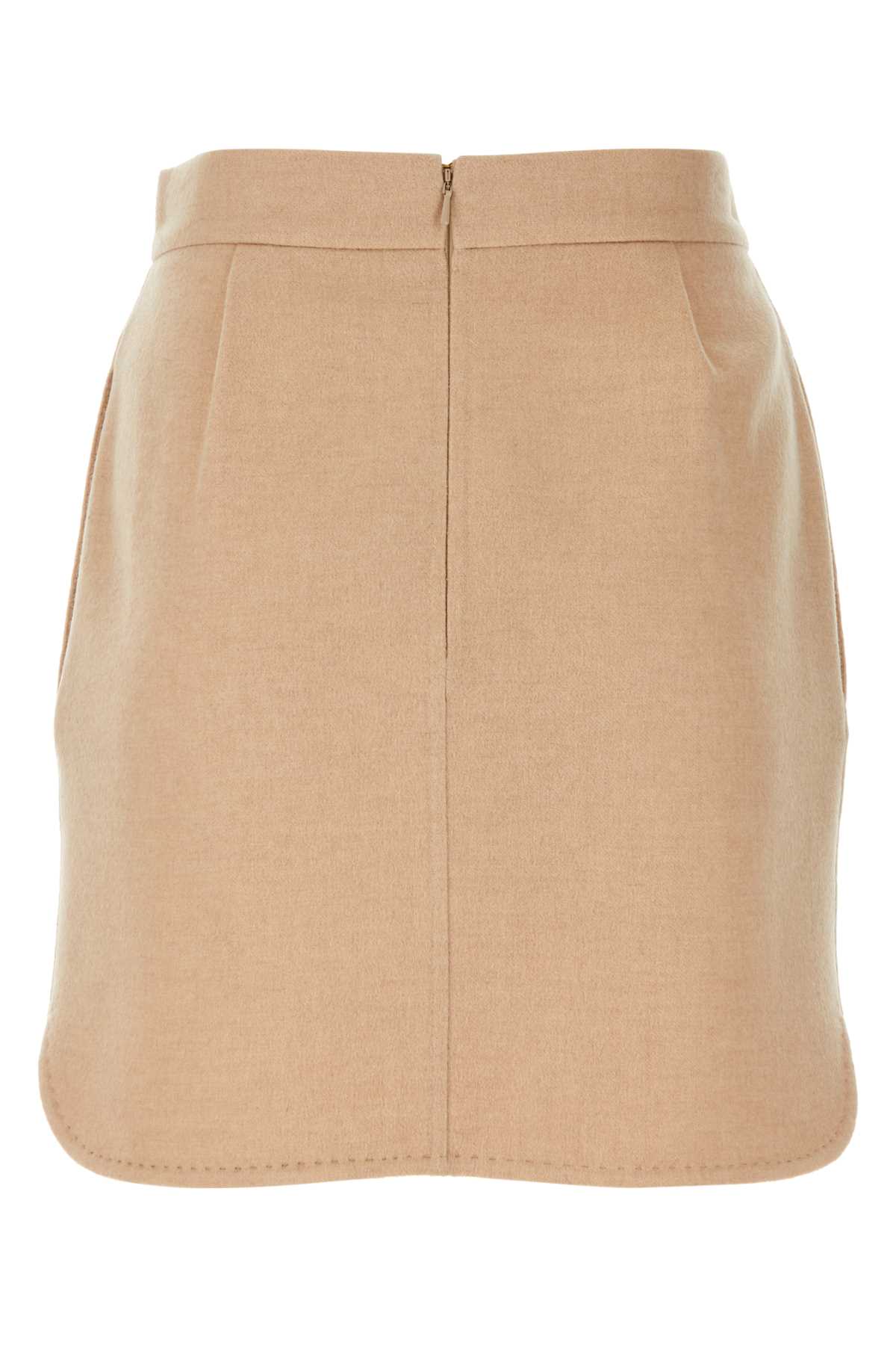 Shop Max Mara Beige Wool Bobbio Mini Skirt