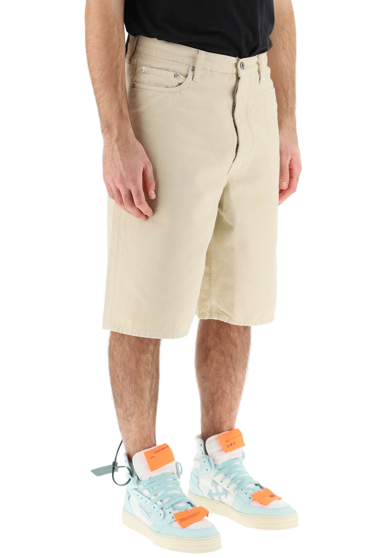 Shop Off-white Cotton Utility Bermuda Shorts In New Beige (beige)