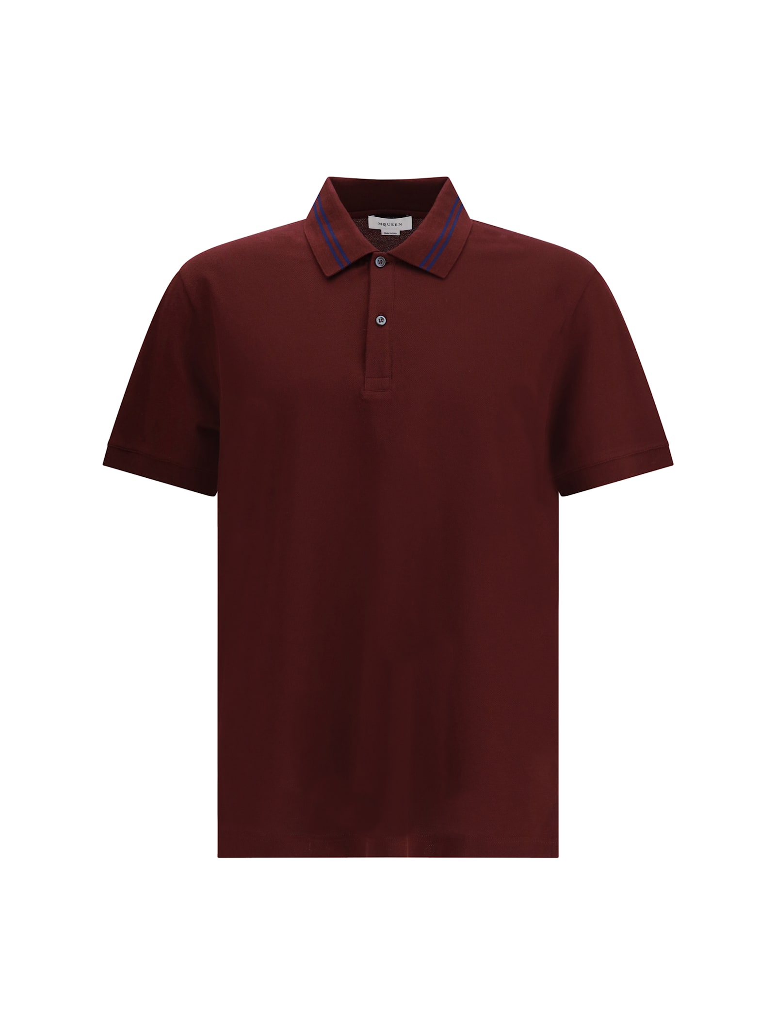 Alexander Mcqueen Men Polo Shirt With Logo On The Collar In Brown