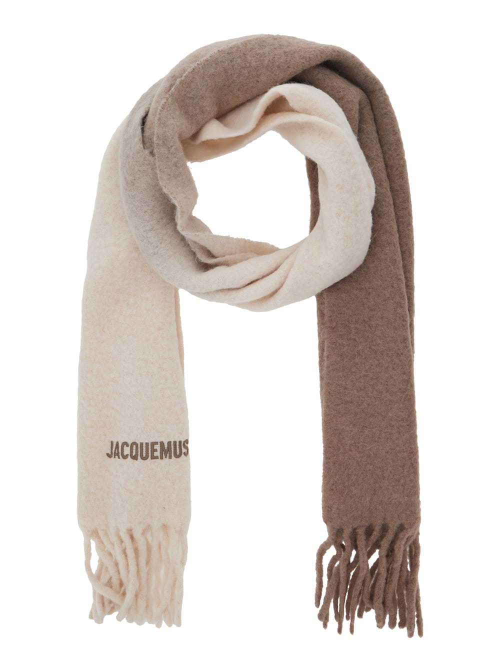 Jacquemus Ombre Pattern Scarf Fringed Edges In Sand
