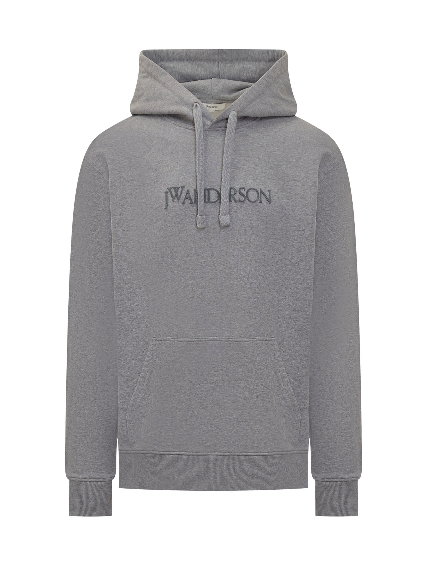 Jw Anderson Classic Pullover Hoodie With Embroidered Detail In Gray