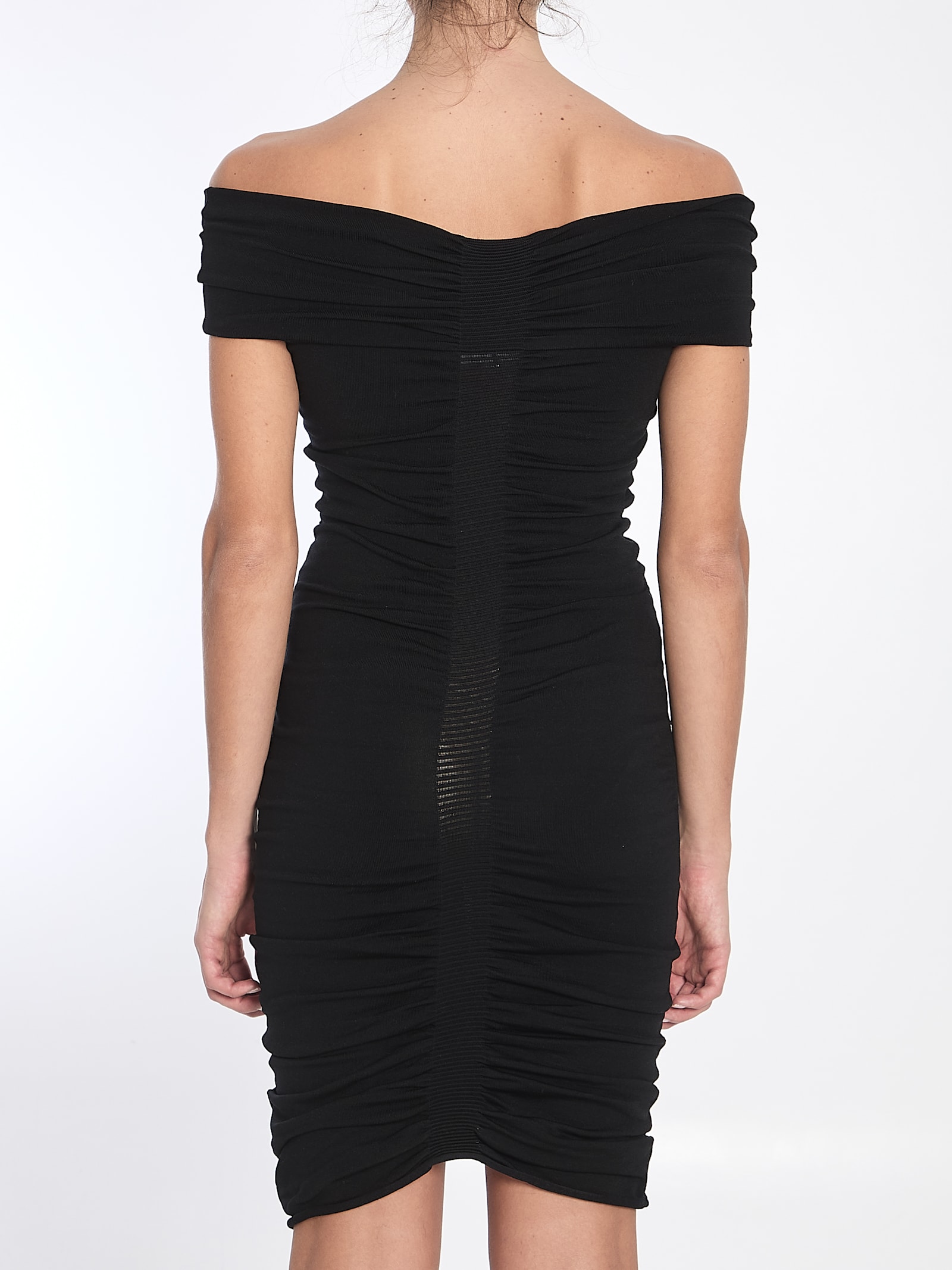 Alexander Wang Off-shoulder Ruched Dress In Black