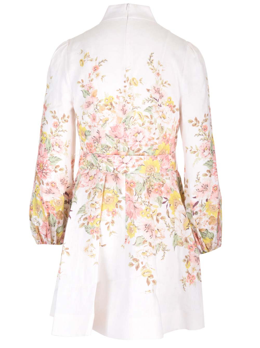Shop Zimmermann Matchmaker Mini Dress In Ivory/coral Floral