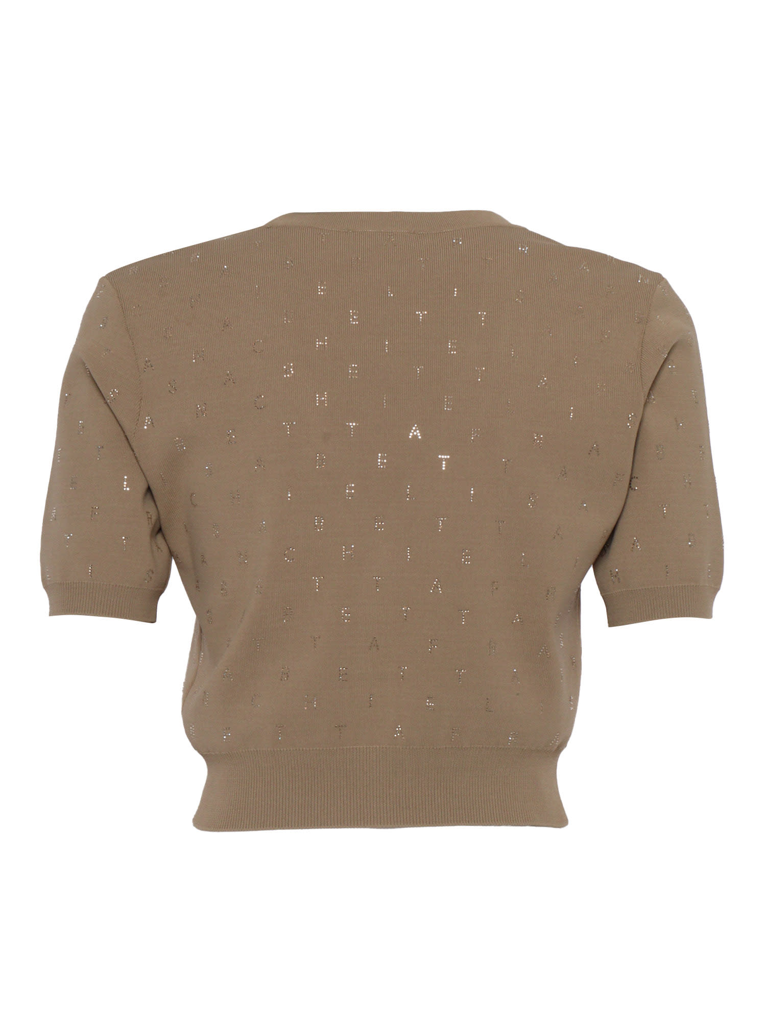 Shop Elisabetta Franchi Brown Cropped Sweater