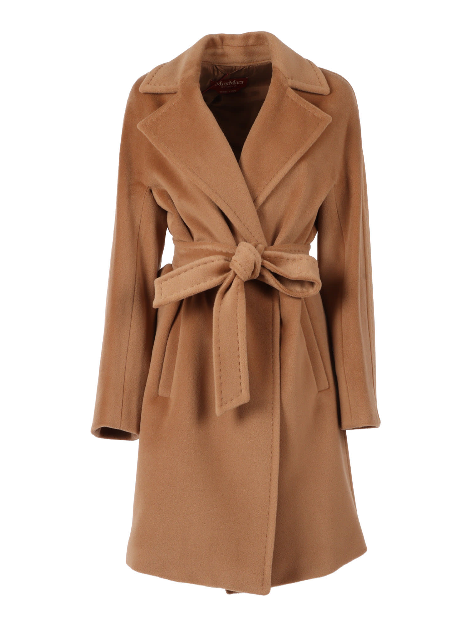Max Mara Canneti Double Breasted Wool-cachemere Double Drap Long Coat Coats Brown In Brown