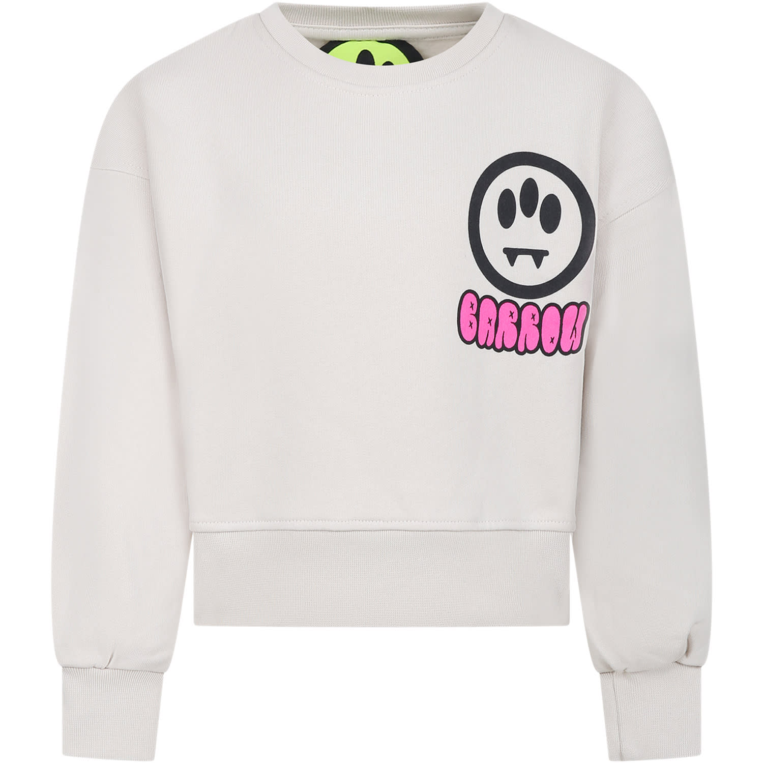 Shop Barrow Ivory Sweatshirt For Girl With Logo And Smiley