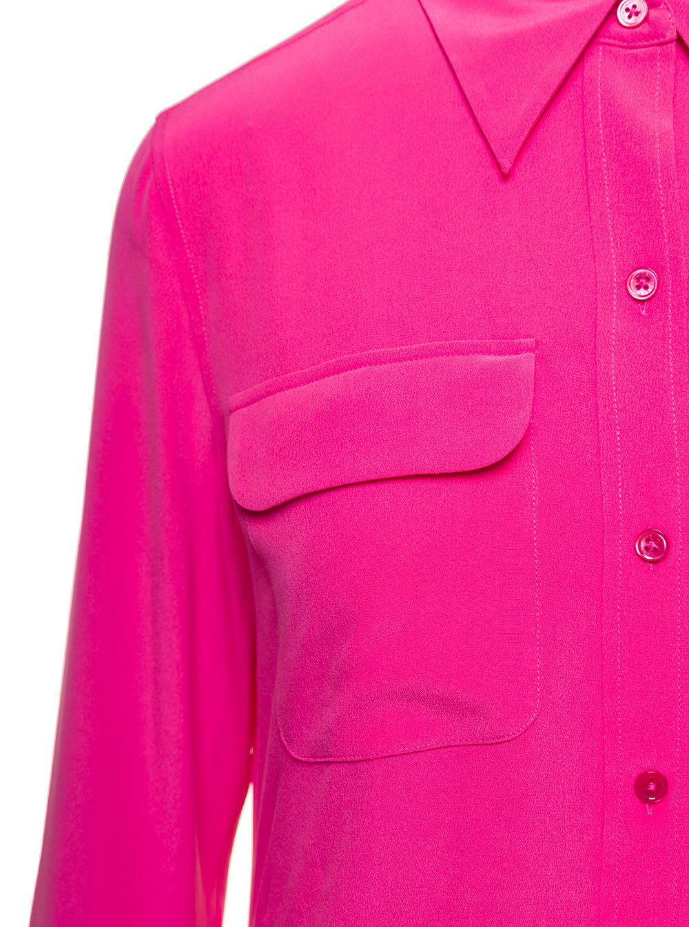 EQUIPMENT SLIM SIGNATURE FUCHSIA LONG SLEEVE SHIRT WITH POCKETS IN SILK WOMAN