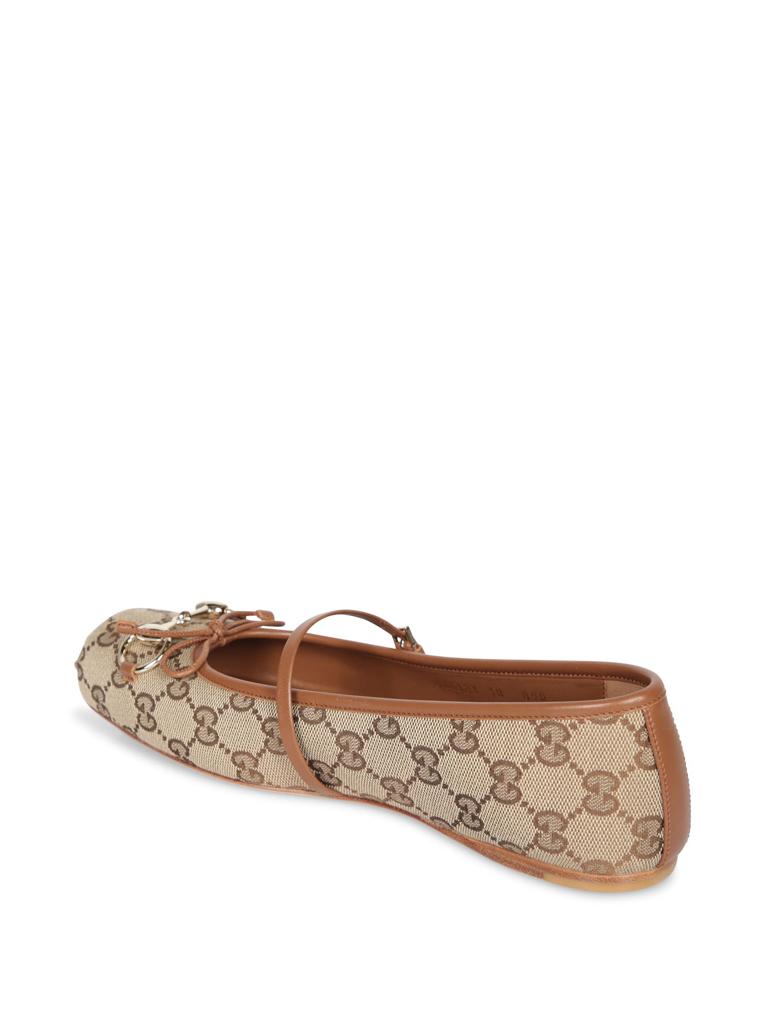 Gucci Horsebit Gg Beige Ballet Flats In Neutral