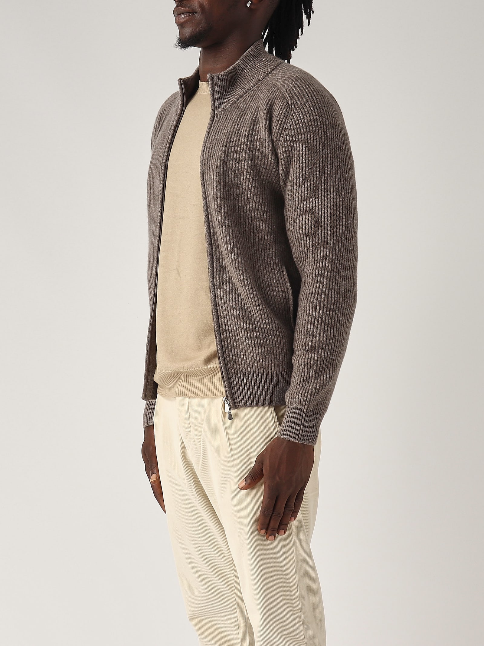 Shop Gran Sasso Cardigan Full Zip Cachemire Cardigan In Tortora