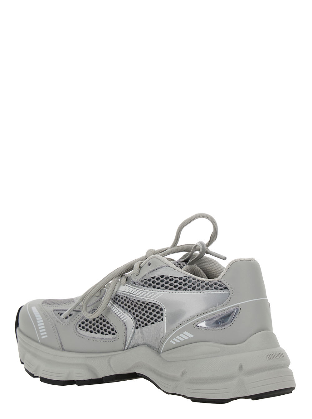 Shop Axel Arigato Marathon Runner Grey Low Top Sneakers With Reflective Details In Leather Blend Woman