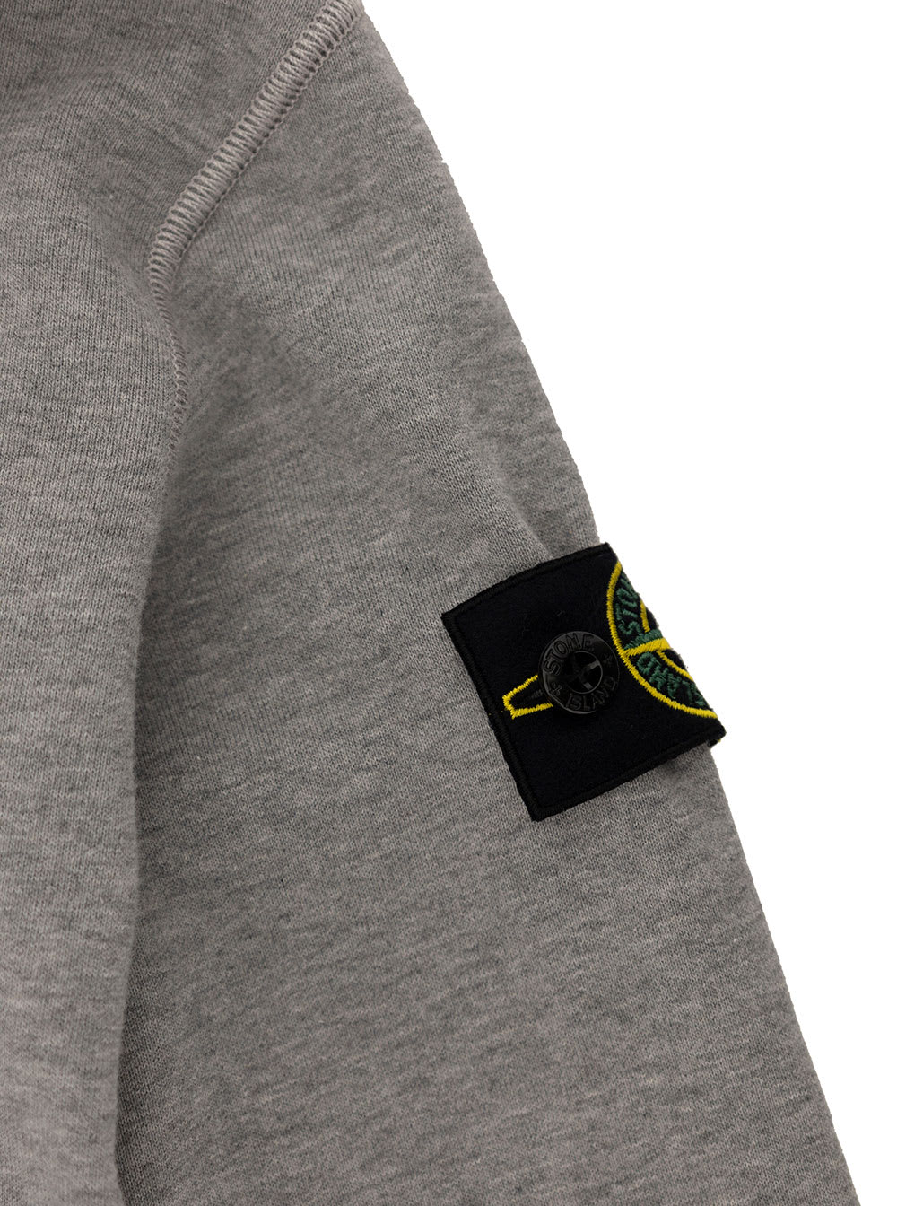 Shop Stone Island Grey Hoodie With Logo Patch In Cotton Boy