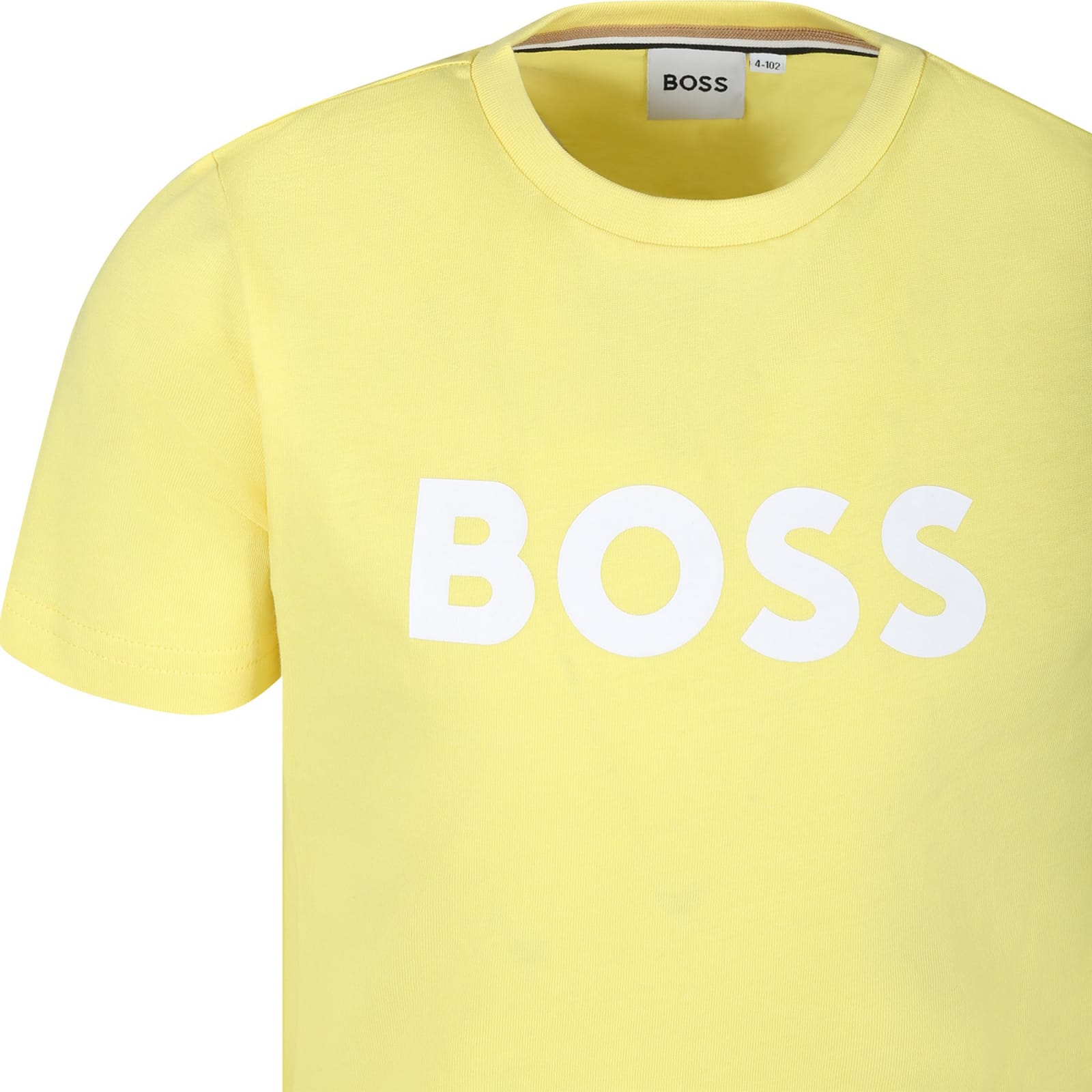 Shop Hugo Boss Yellow T-shirt For Boy With Logo