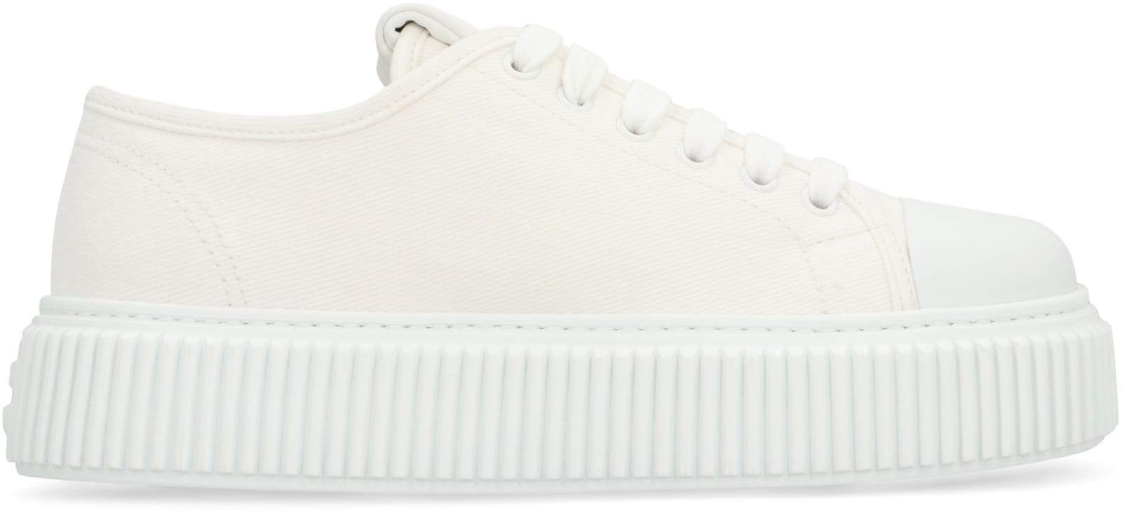 Shop Miu Miu Fabric Low-top Sneakers In Bianco