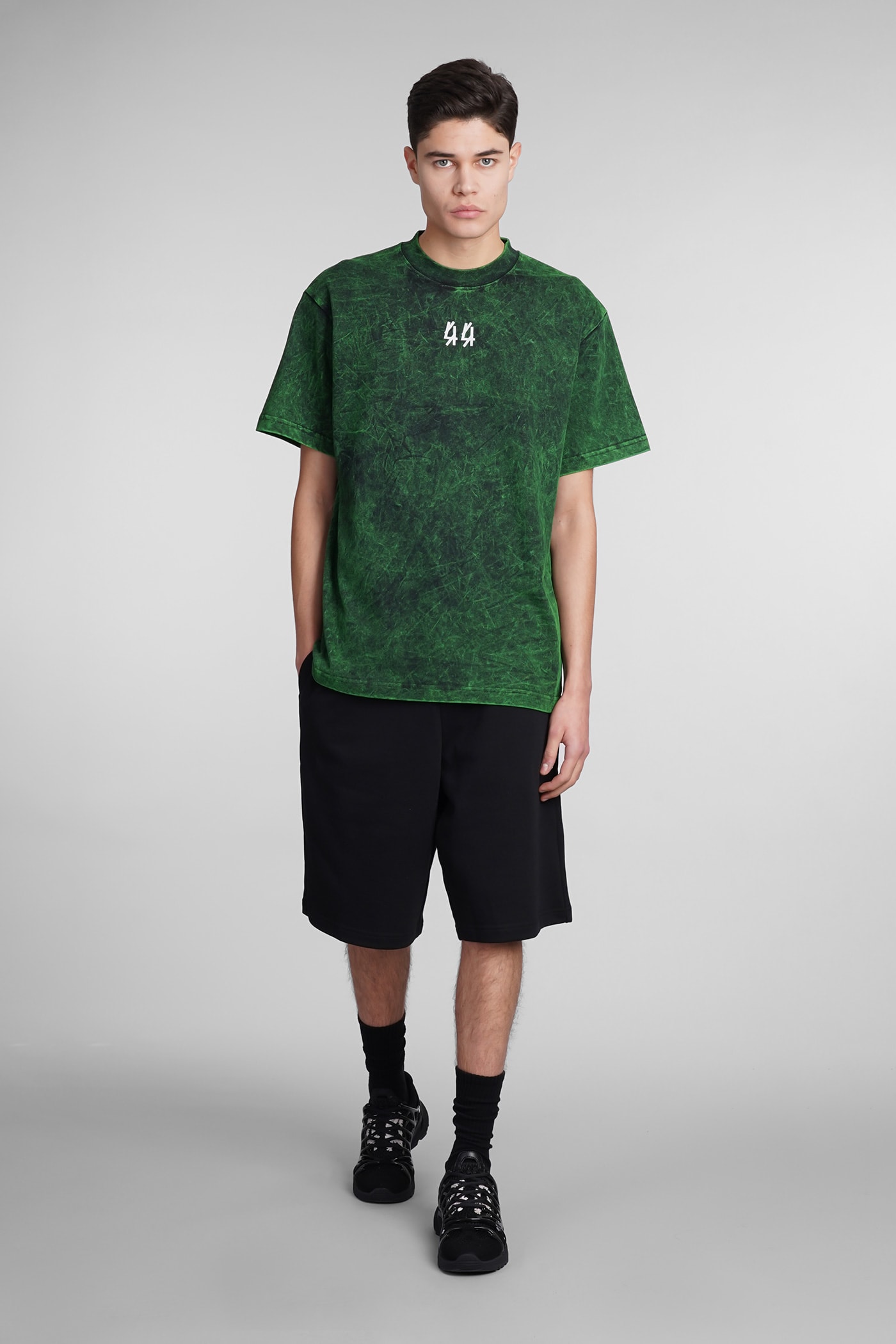 Shop 44 Label Group T-shirt In Green Cotton In Blk+sol.green + 44 Solid
