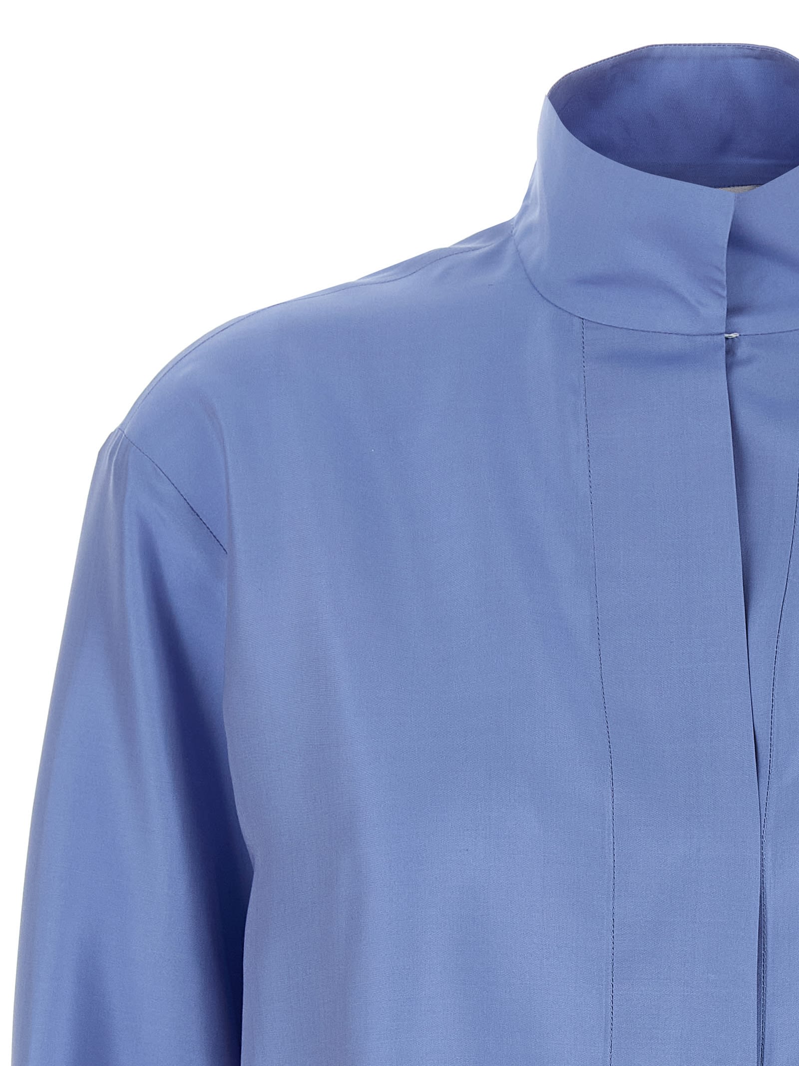 Alberto Biani Clear Blue Shirt With High Collar In Light Blue