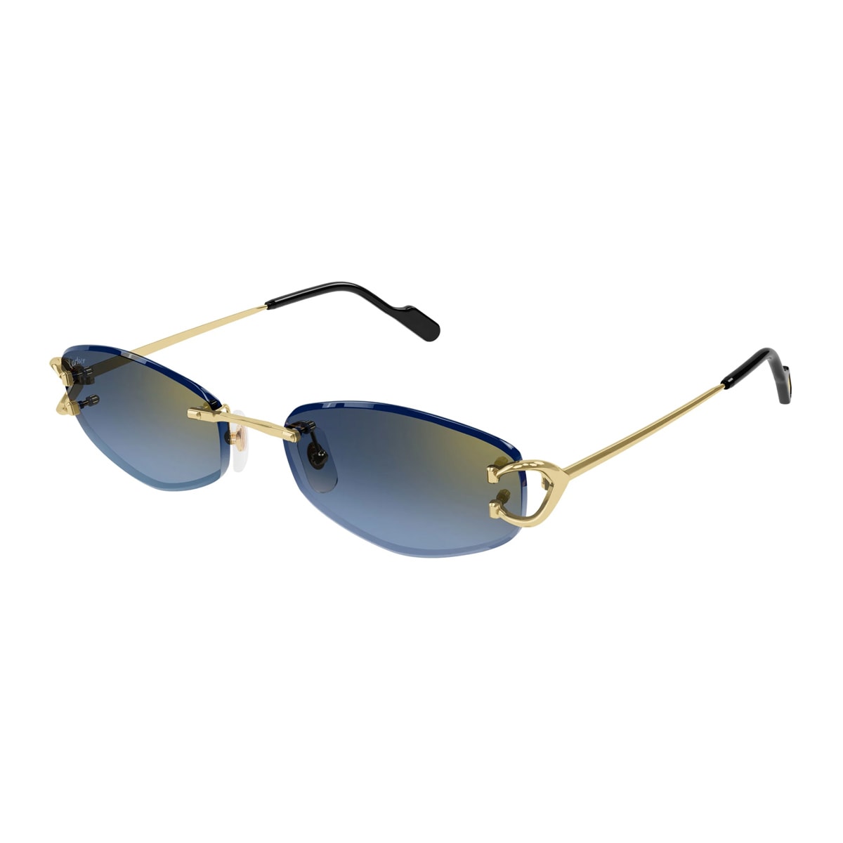 Cartier Ct0467s Décor C Classique De  002 Gold Blue Sunglasses In Multi