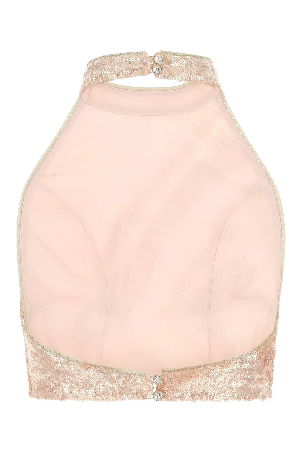 Shop Koché Powder Pink Sequins Top In 215