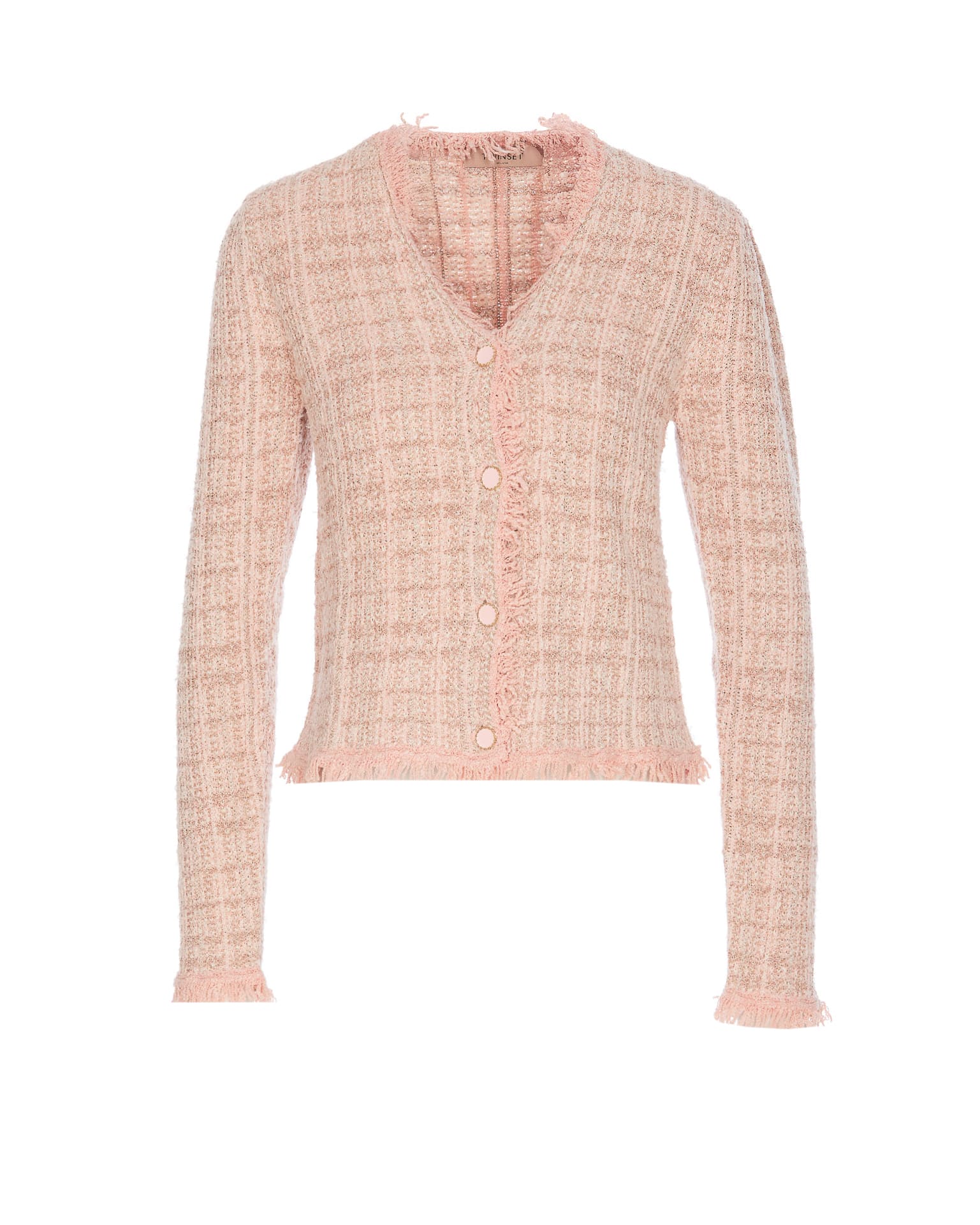 Twinset Jacquard Lurex Knit Jacket In Pink