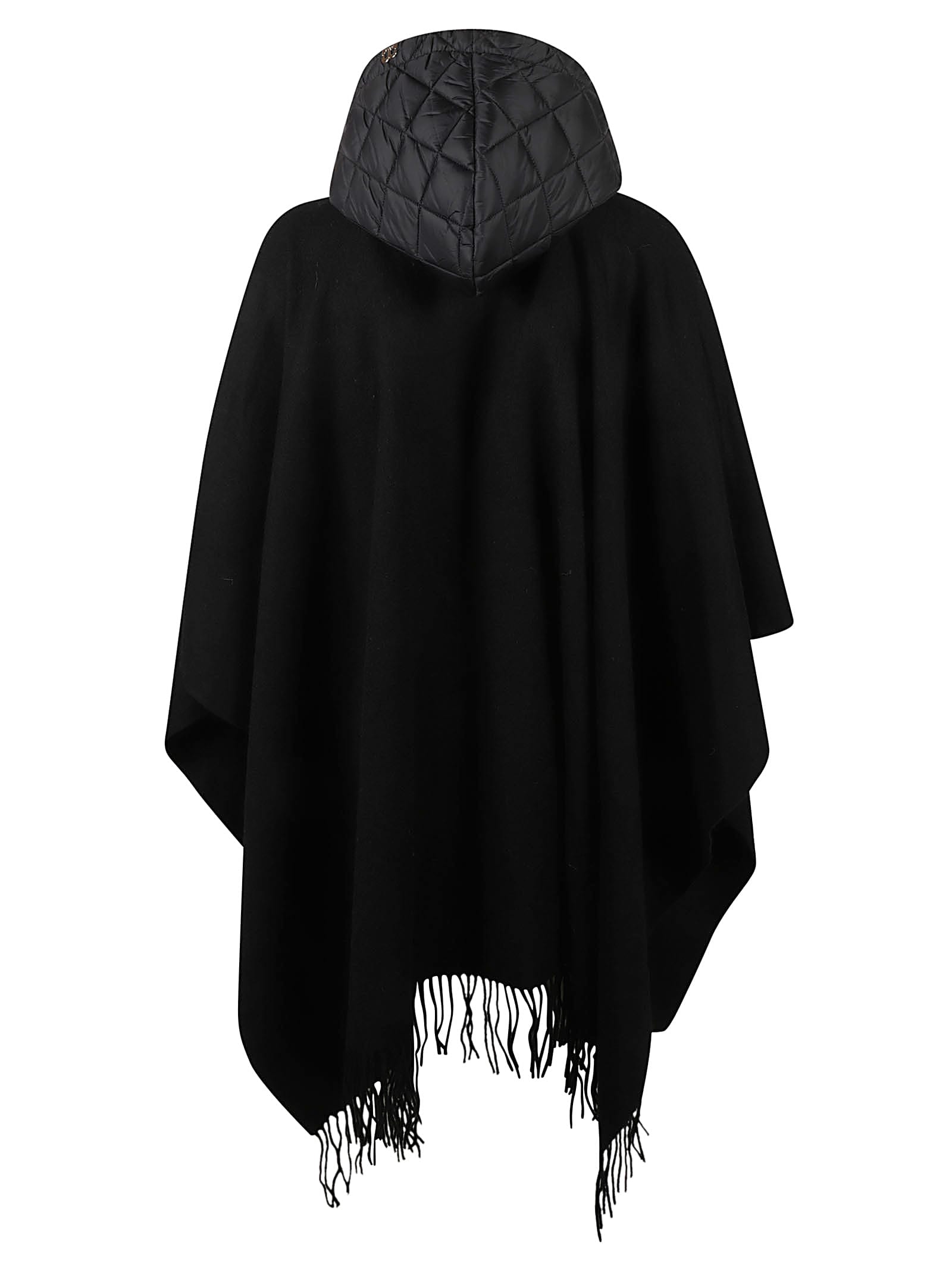 Shop Blugirl Fringed Hooded Cape In Black