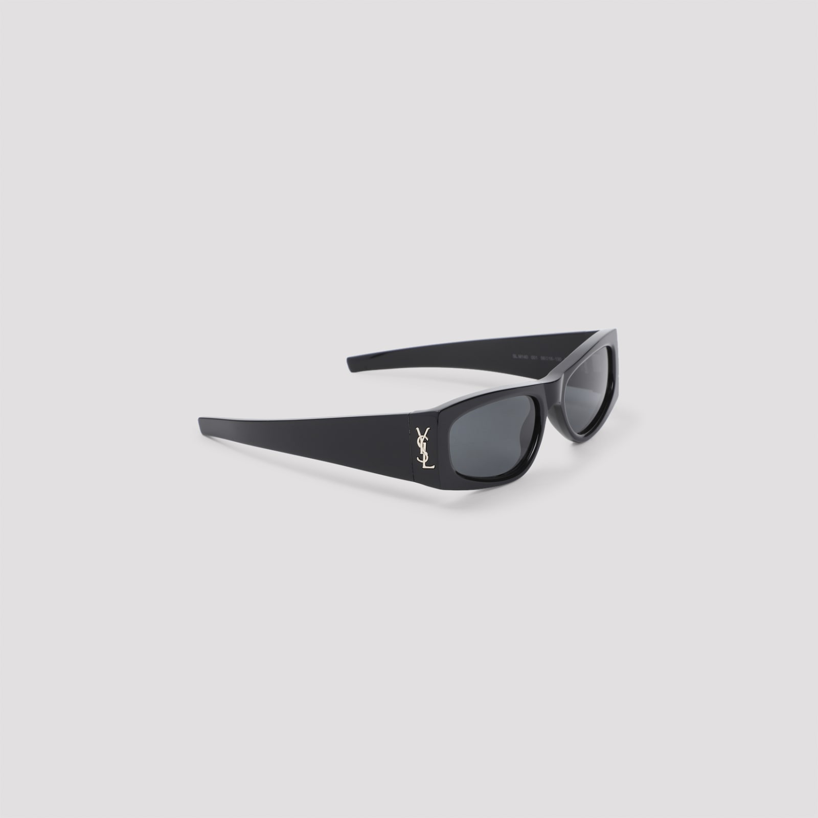 Saint Laurent Black Oval Shield Sunglasses In Black
