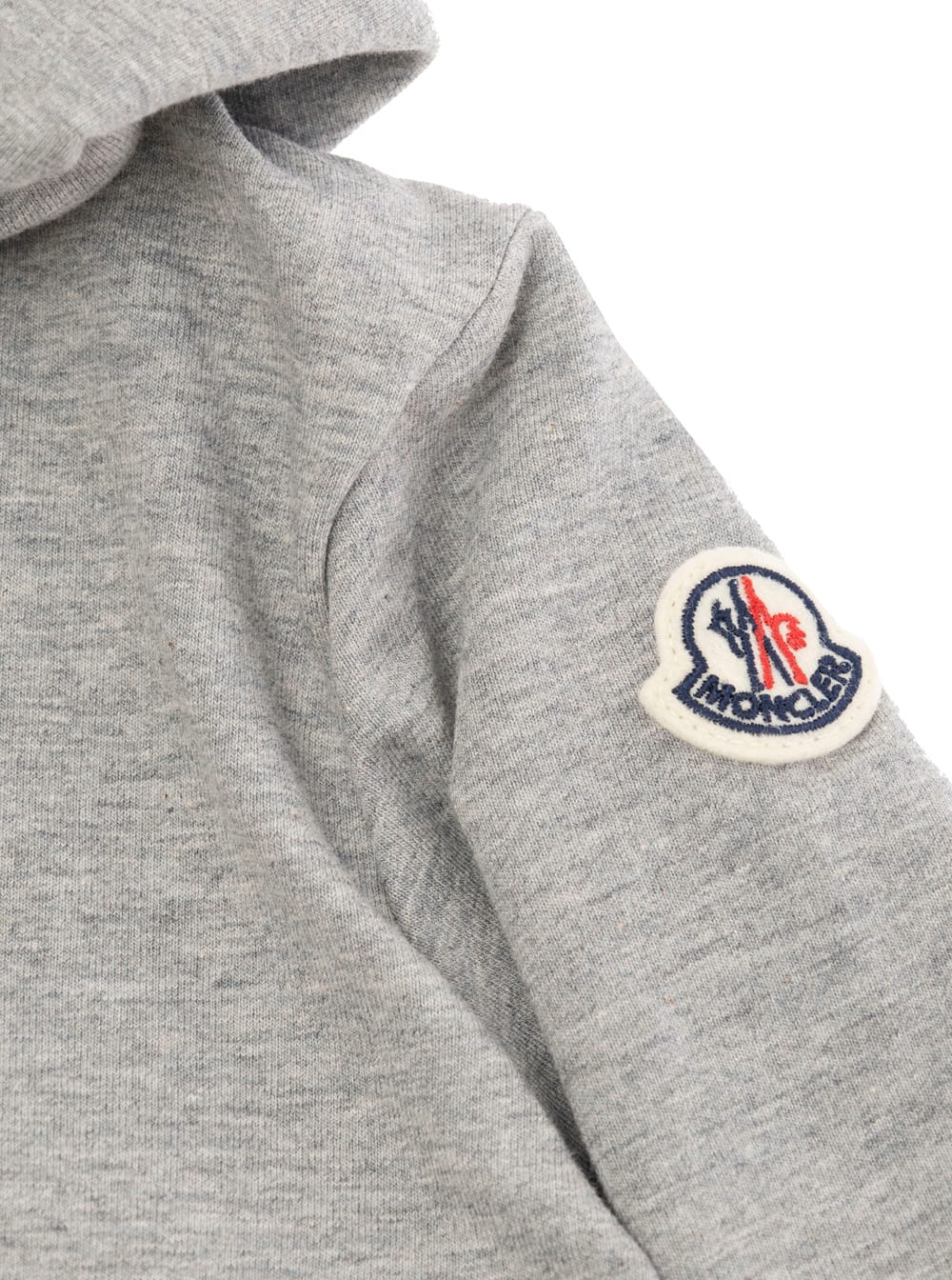 Moncler Grey Hoodie + Pants Ensembre With Logo Patch In Cotton Baby In Grey